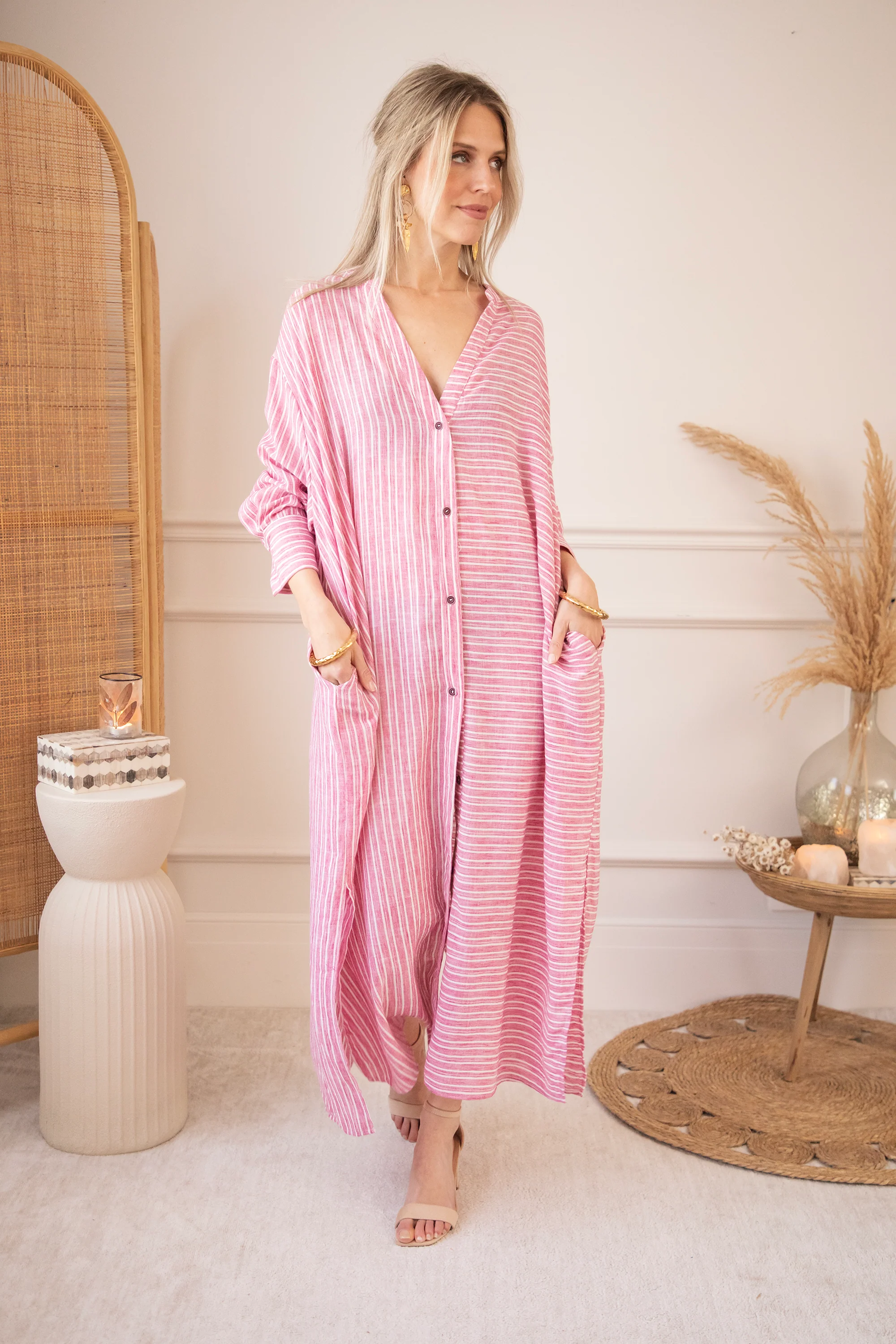 Serene Stripes Pink - Maxi Jurk - Image 3