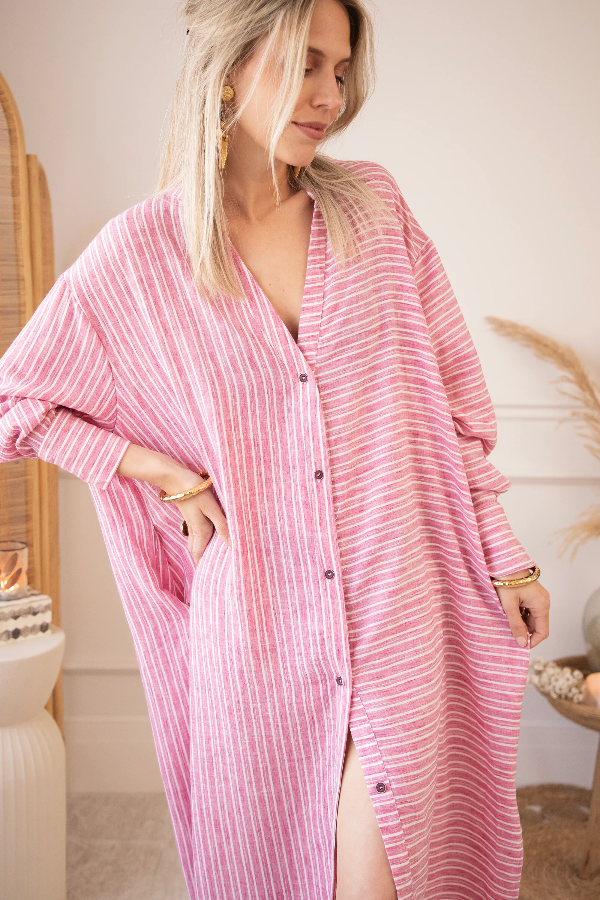 Serene Stripes Pink - Maxi Jurk - Image 5
