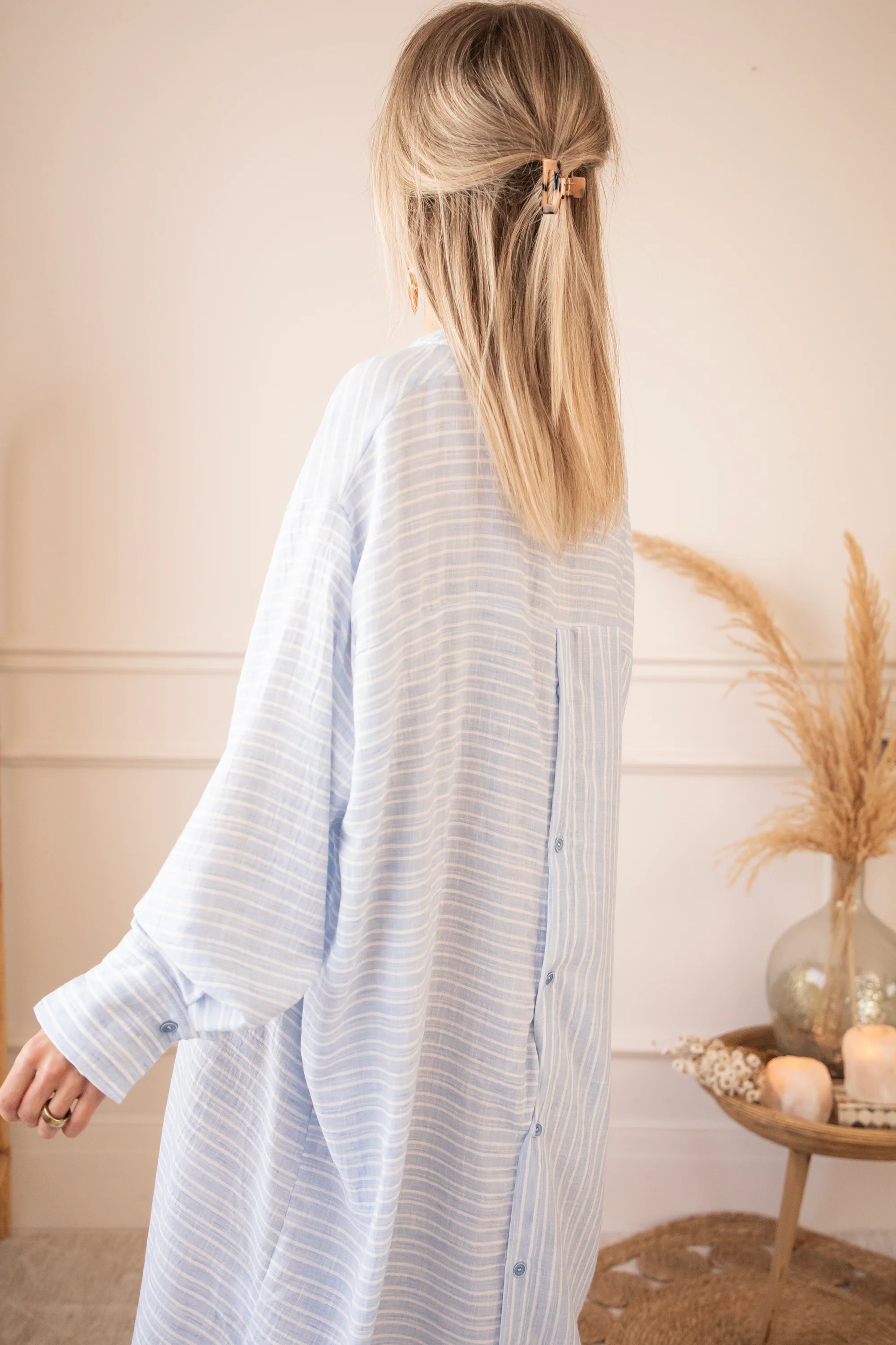 Serene Stripes Soft Blue - Maxi Jurk - Image 10