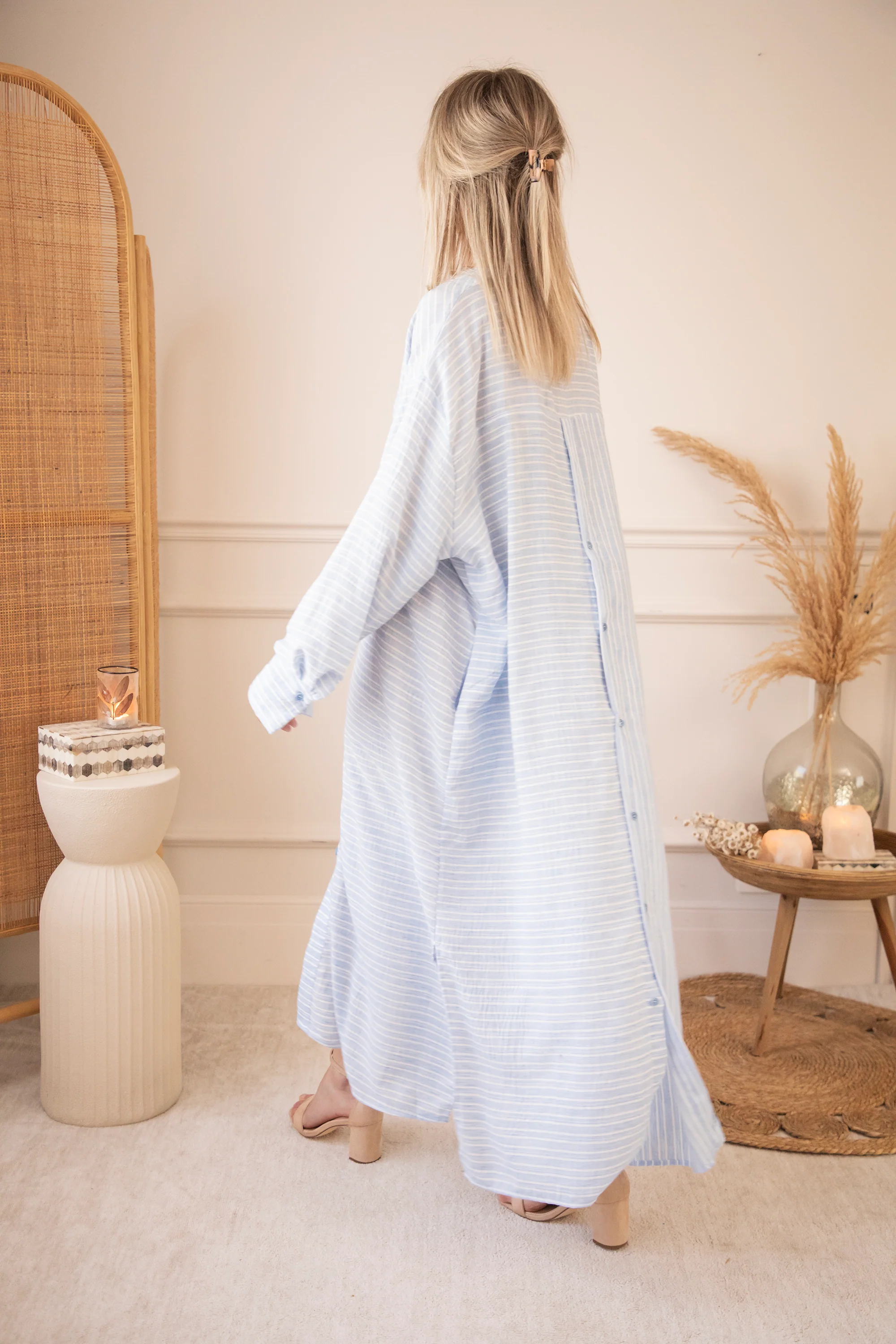 Serene Stripes Soft Blue - Maxi Jurk - Image 5