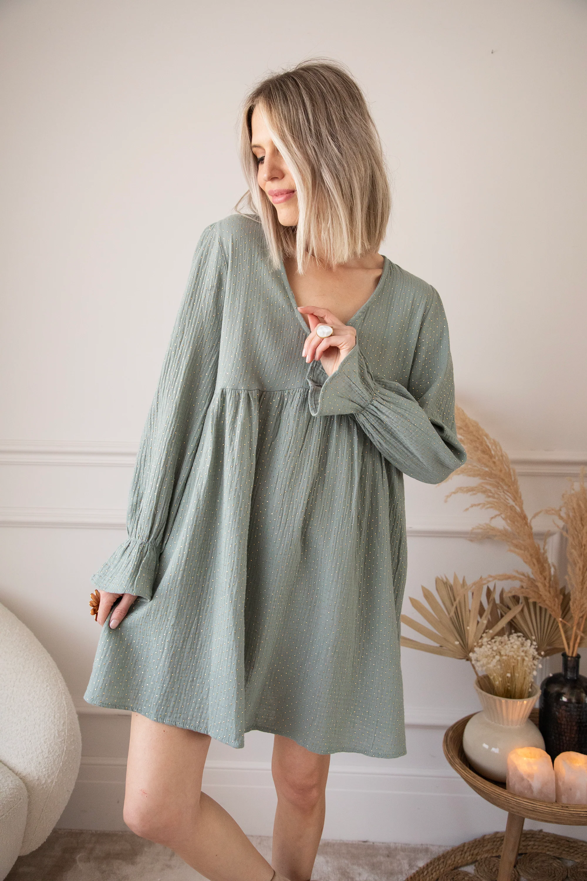 Shine Like Gold Dark Mint - Jurk - Image 4