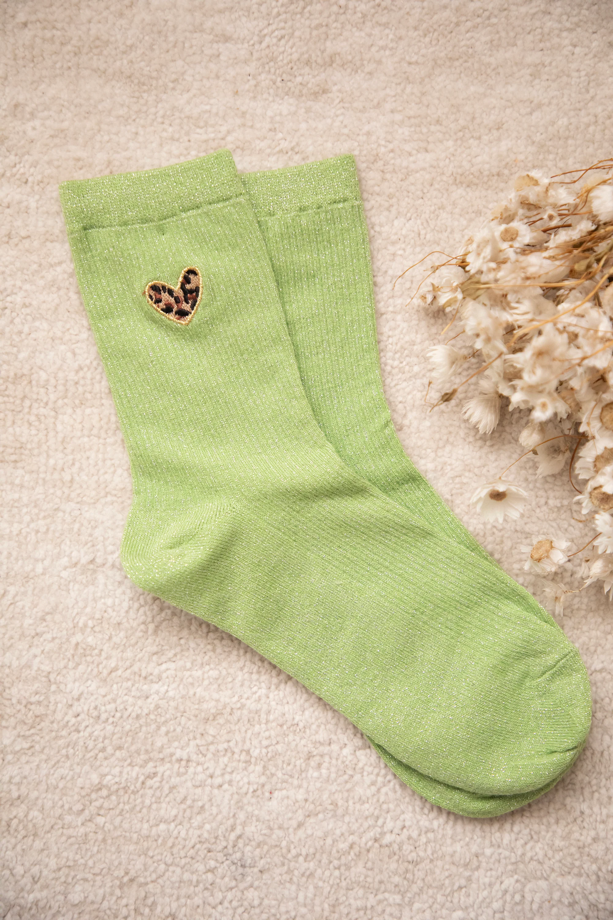 Shiny Leopard Love Green - Sokken - Image 2