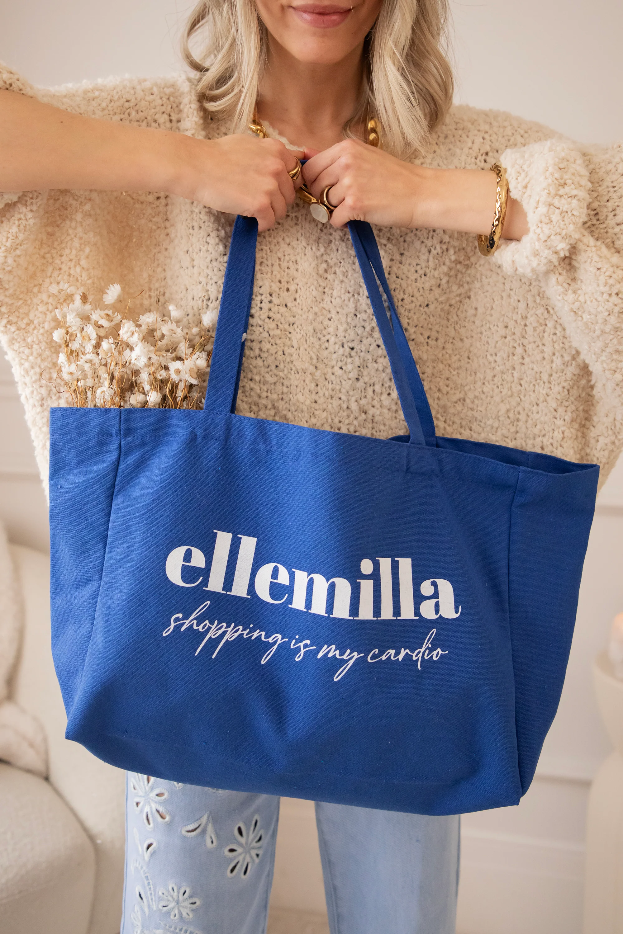 Shopping Is My Cardio Dark Blue - Canvas Tas - Image 5
