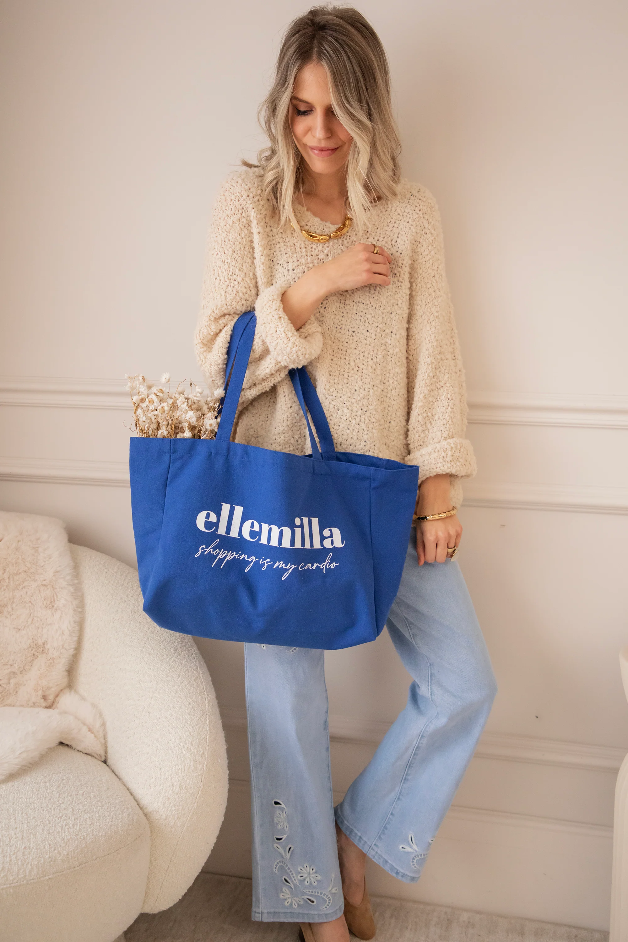 Shopping Is My Cardio Dark Blue - Canvas Tas - Image 6