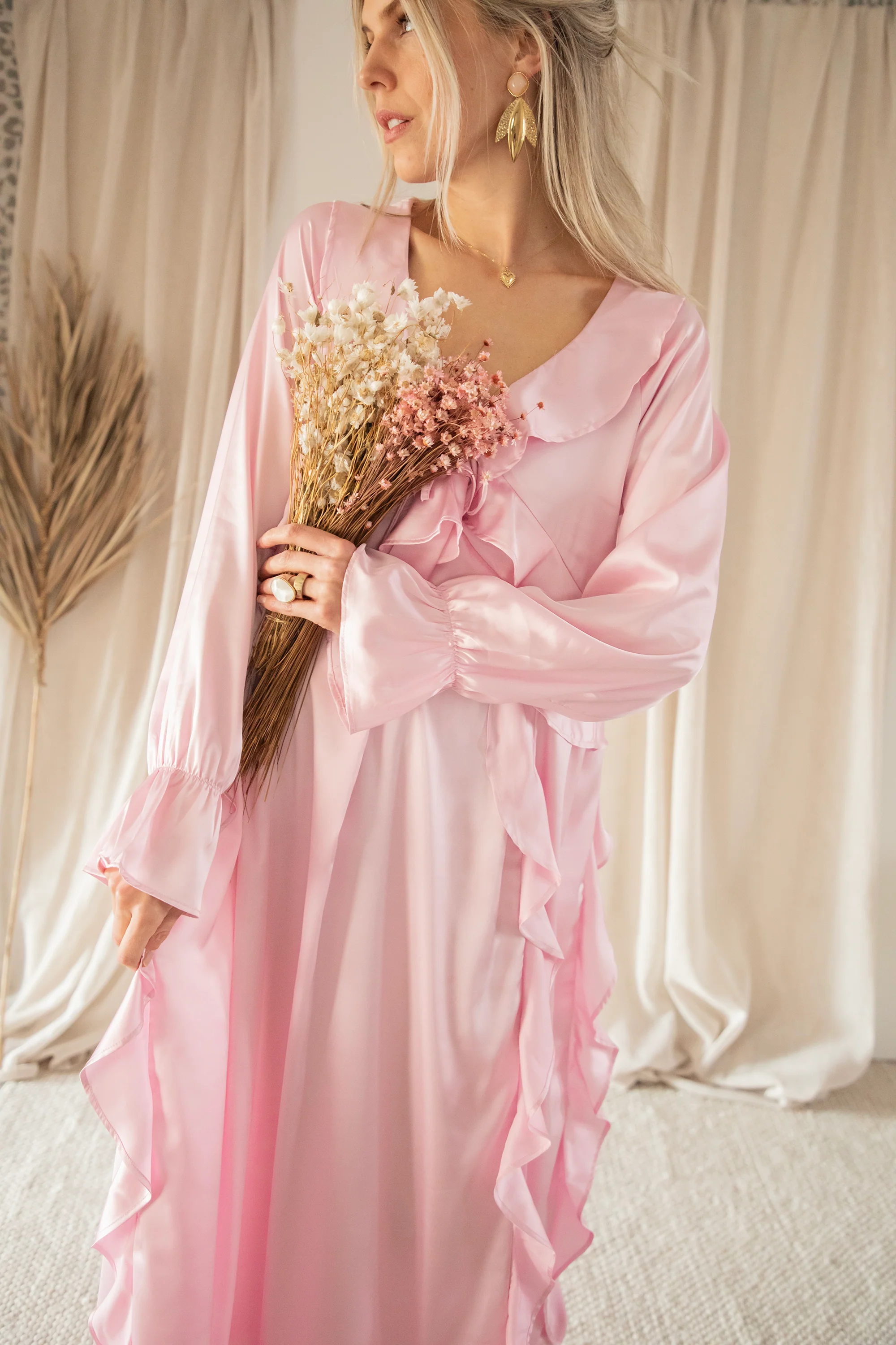 Sidona Satin Pink - Maxi Jurk - Image 11