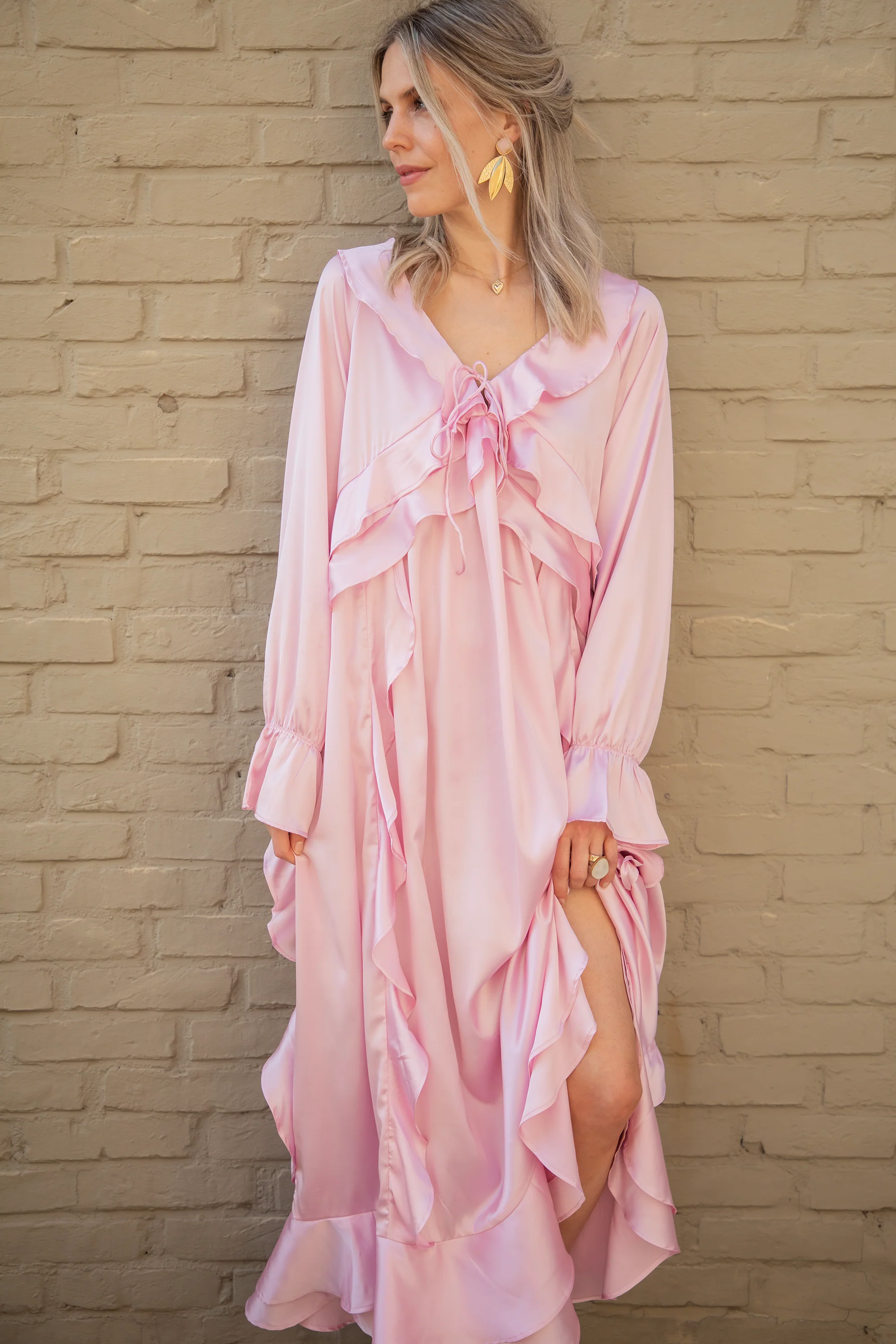 Sidona Satin Pink - Maxi Jurk - Image 12