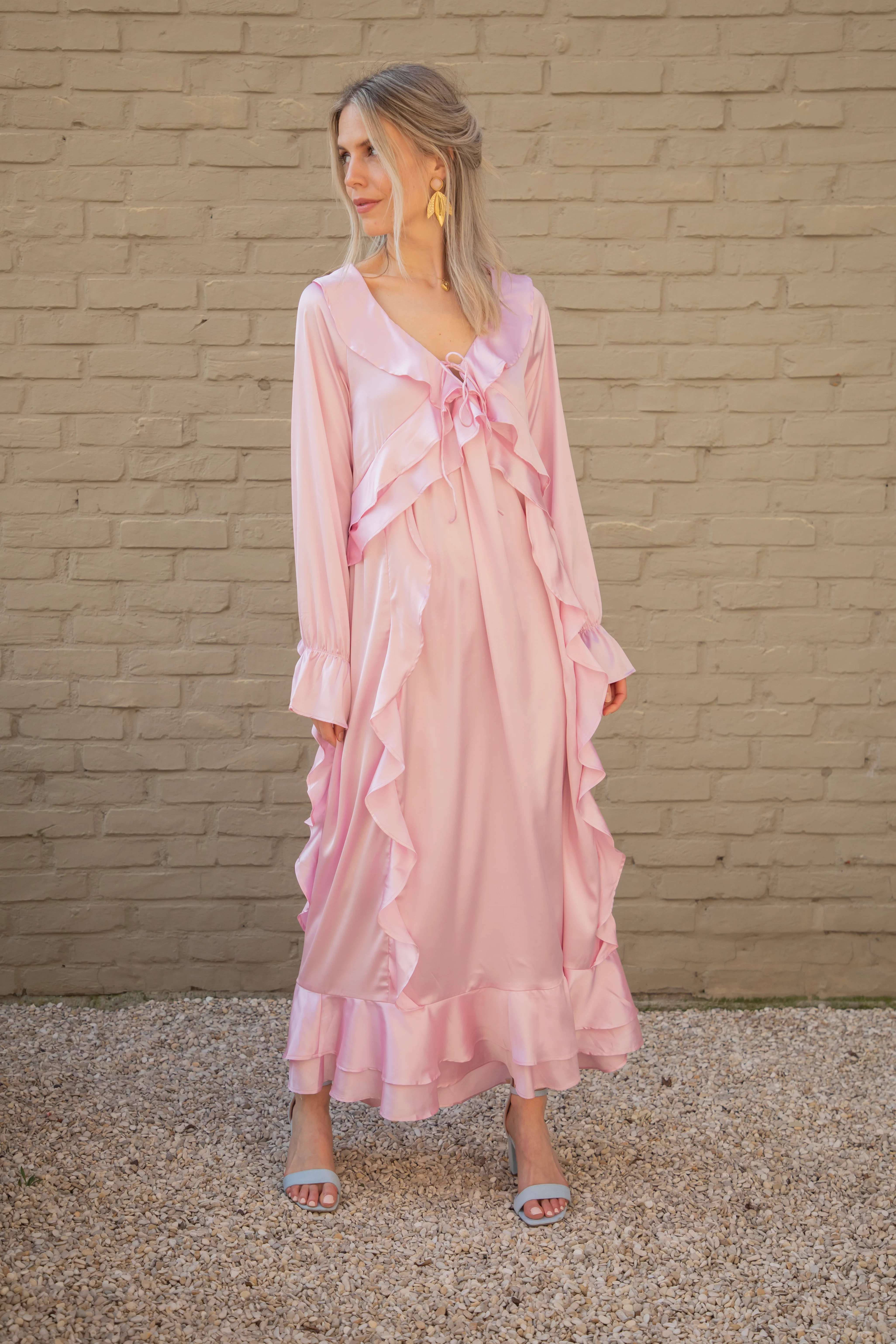 Sidona Satin Pink - Maxi Jurk - Image 13