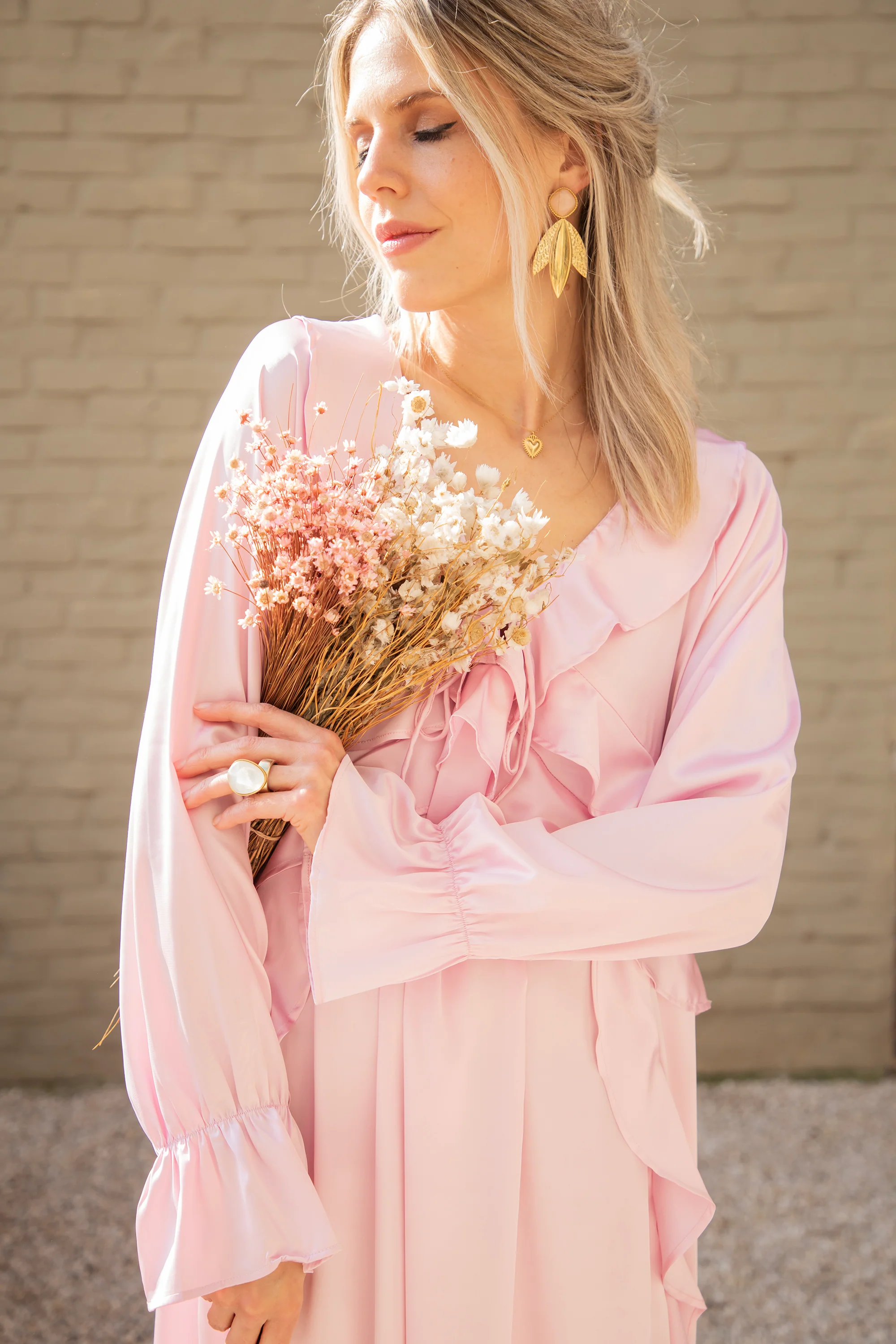 Sidona Satin Pink - Maxi Jurk - Image 3