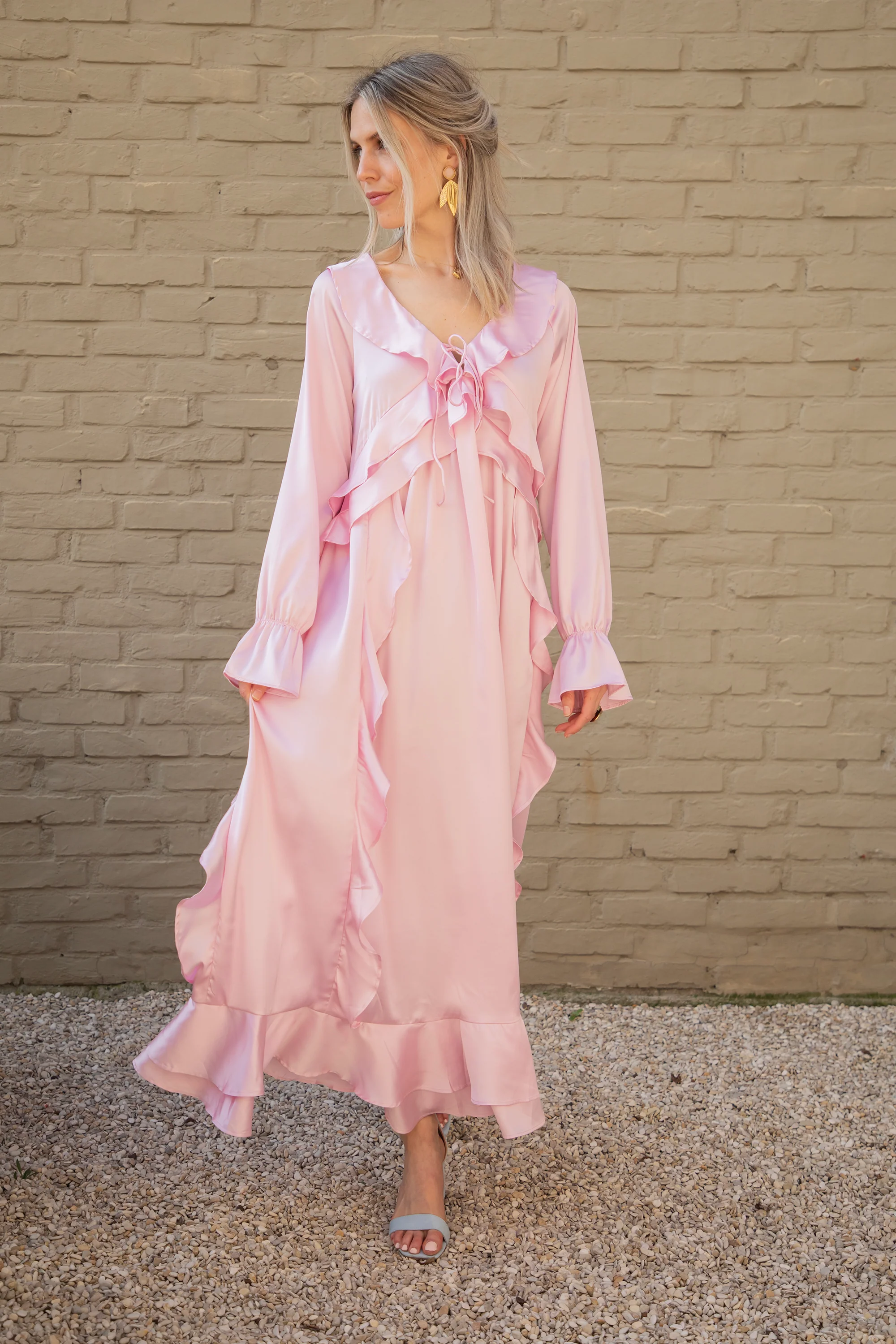 Sidona Satin Pink - Maxi Jurk - Image 4