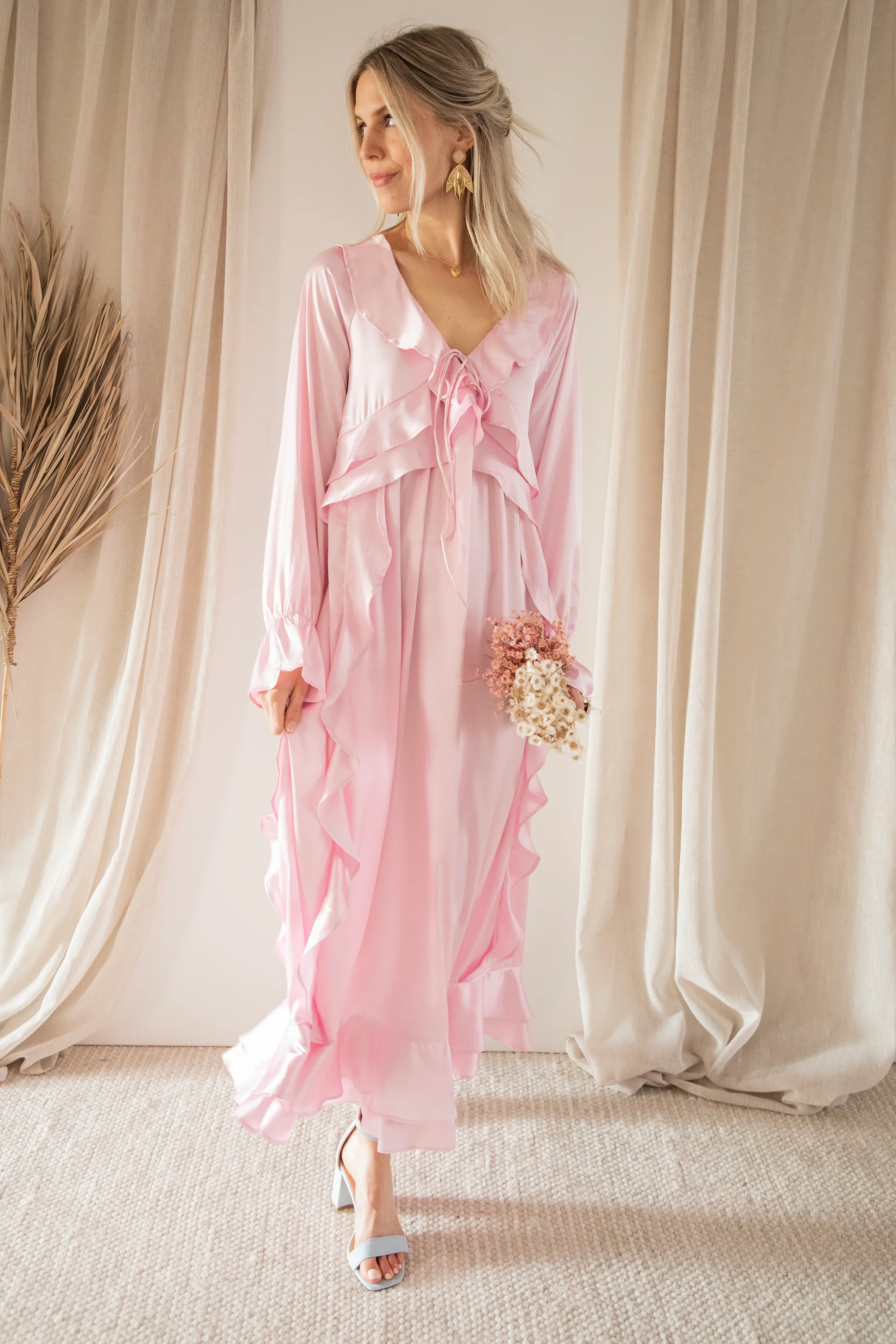 Sidona Satin Pink - Maxi Jurk - Image 6