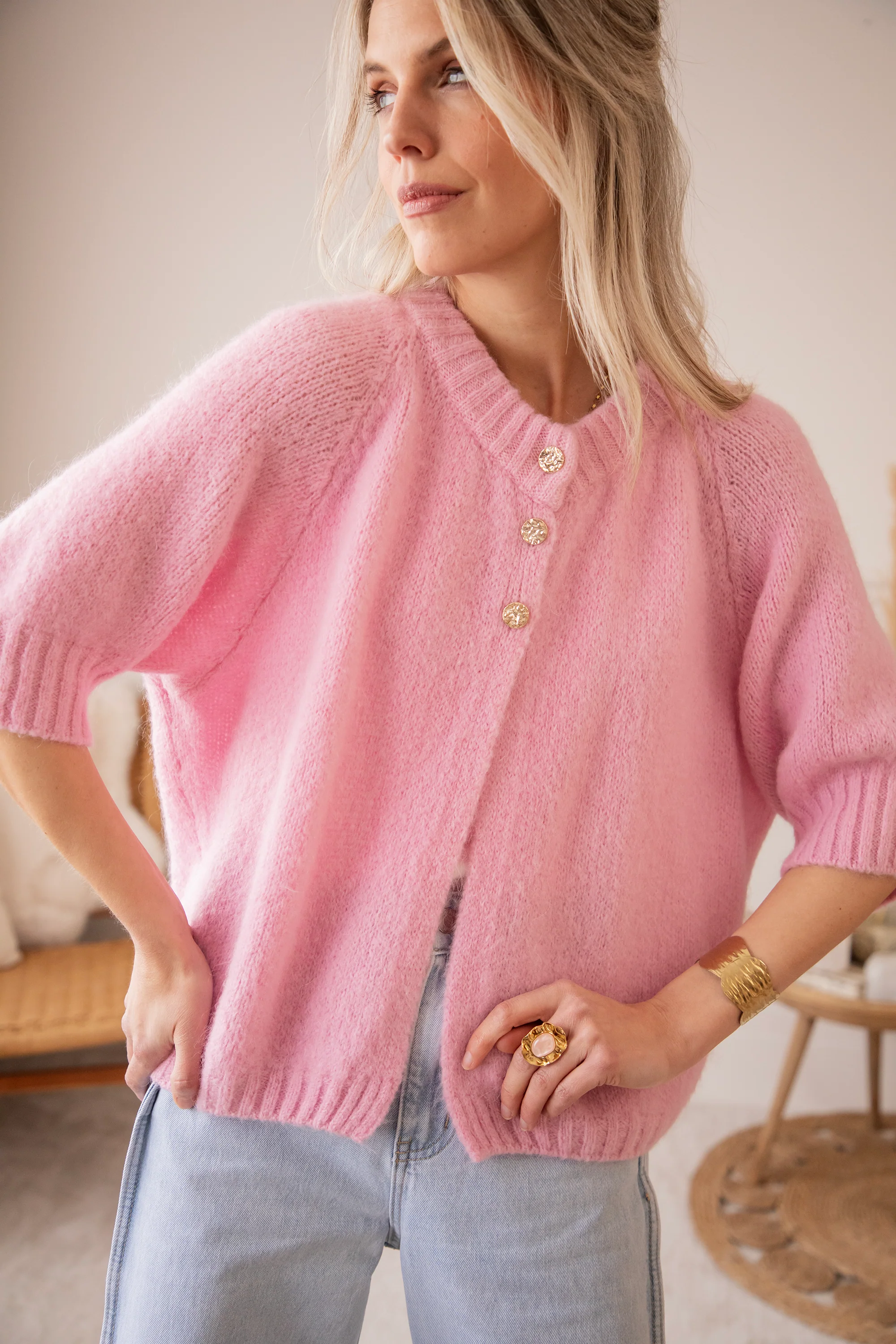 Split Knit Baby Pink - Trui - Image 3