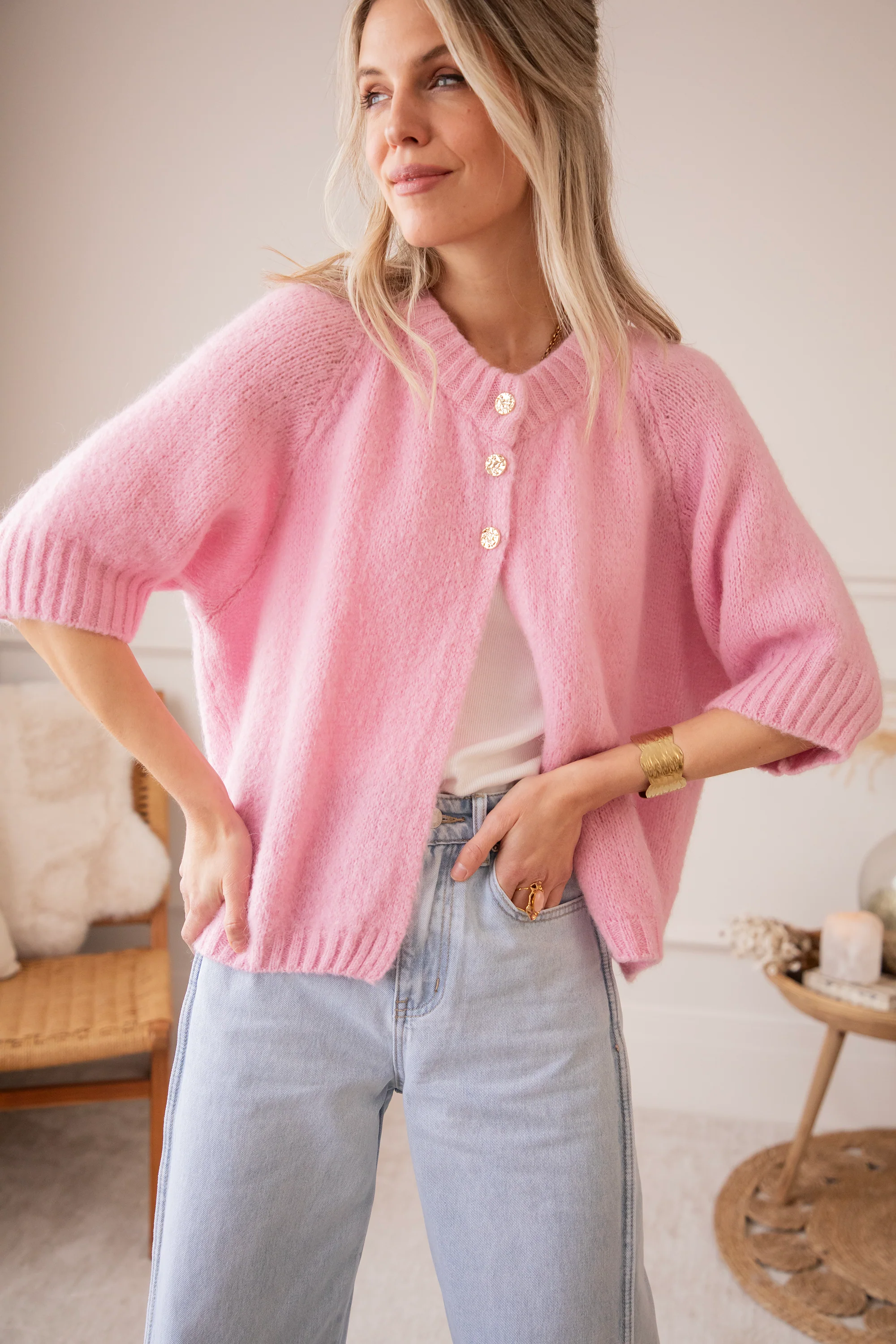 Split Knit Baby Pink - Trui - Image 4