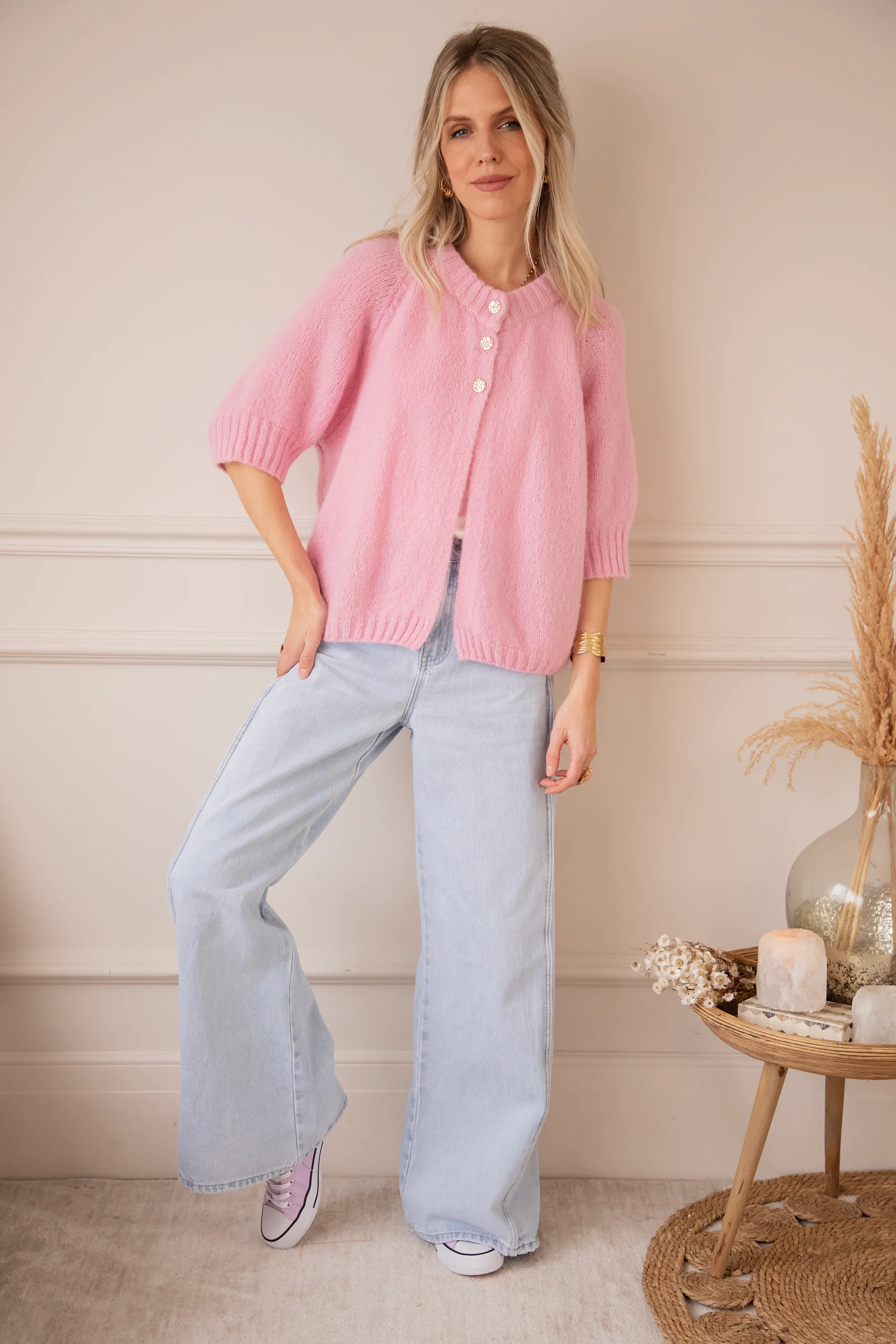 Split Knit Baby Pink - Trui - Image 6