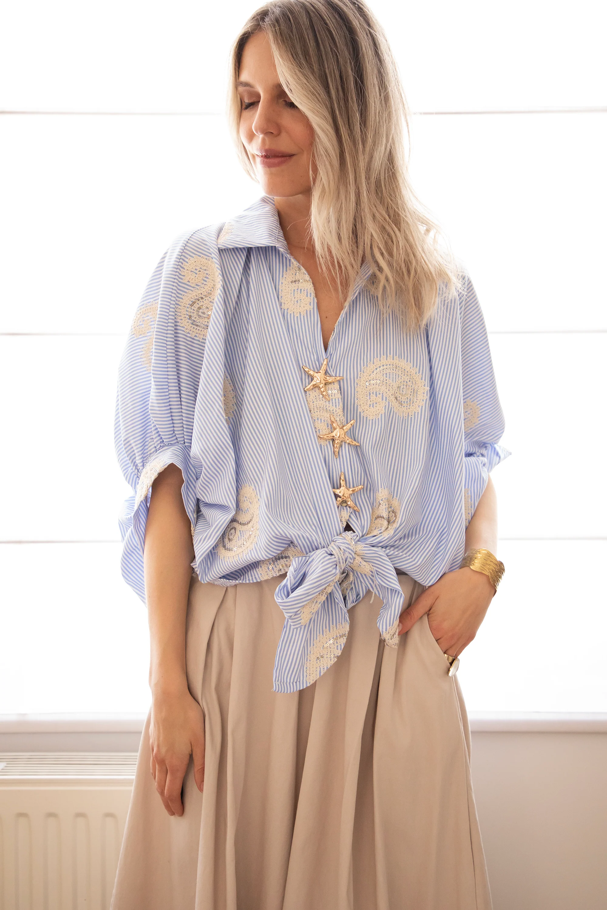 Starfish Stripes Blue - Blouse - Image 10