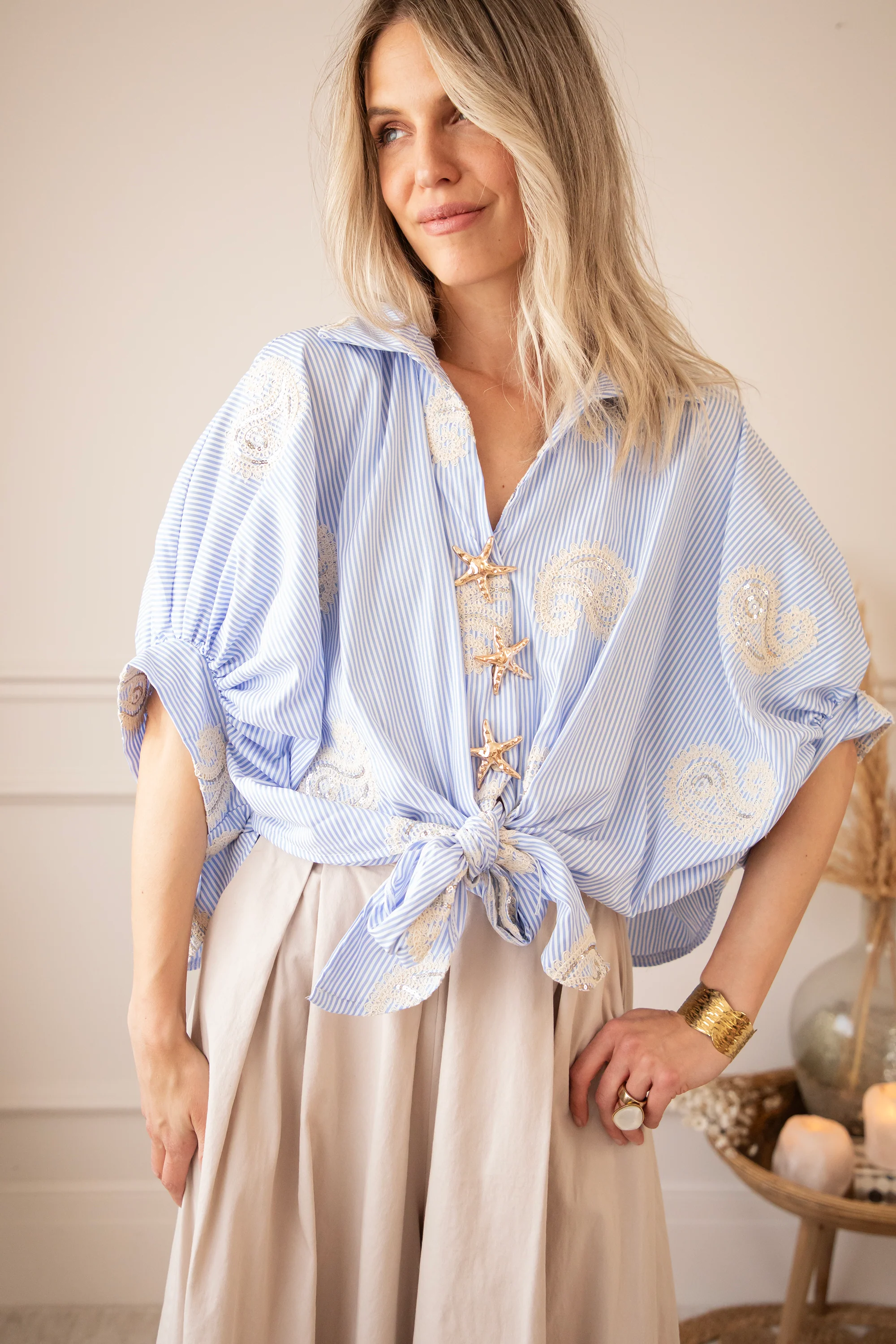 Starfish Stripes Blue - Blouse - Image 12