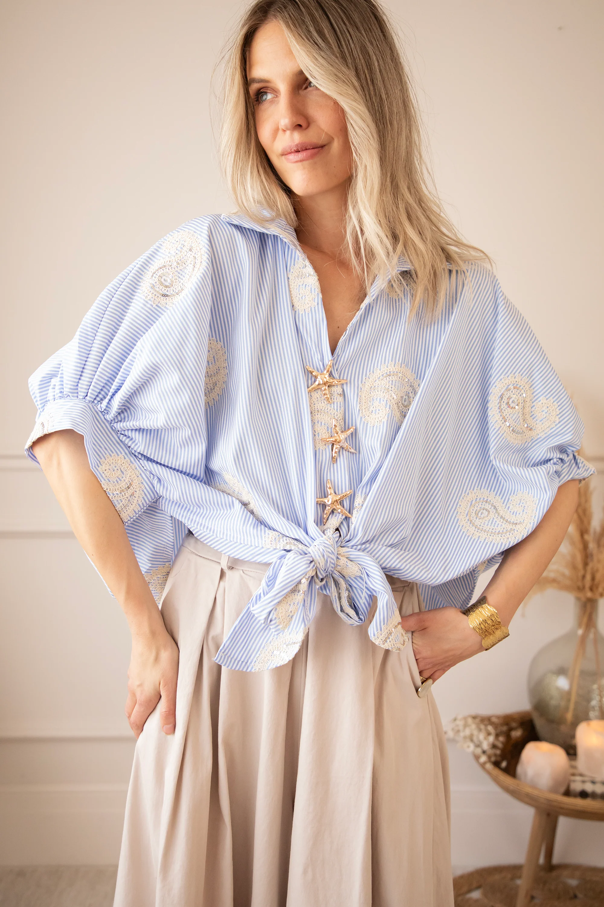 Starfish Stripes Blue - Blouse - Image 7