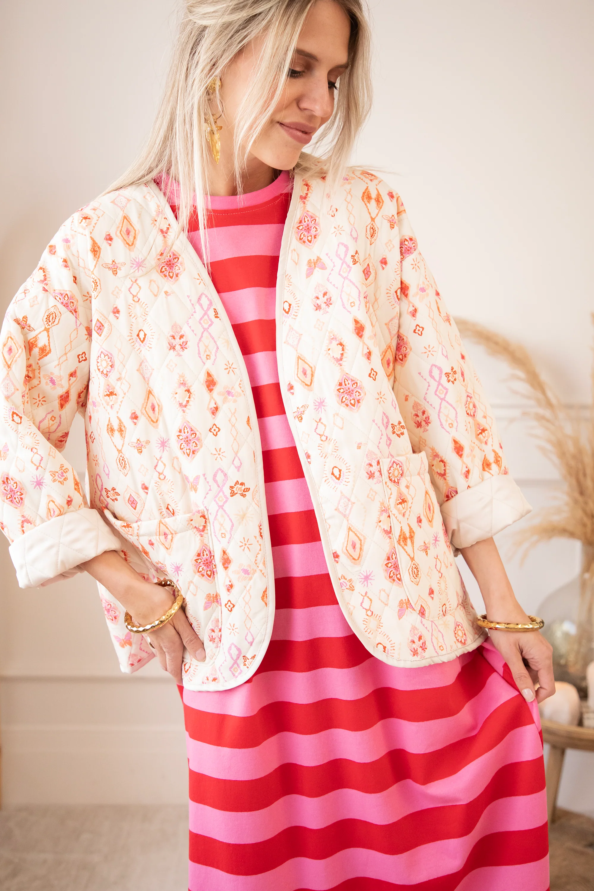 Stripe Me Happy Pink/Red - Maxi Jurk - Image 4