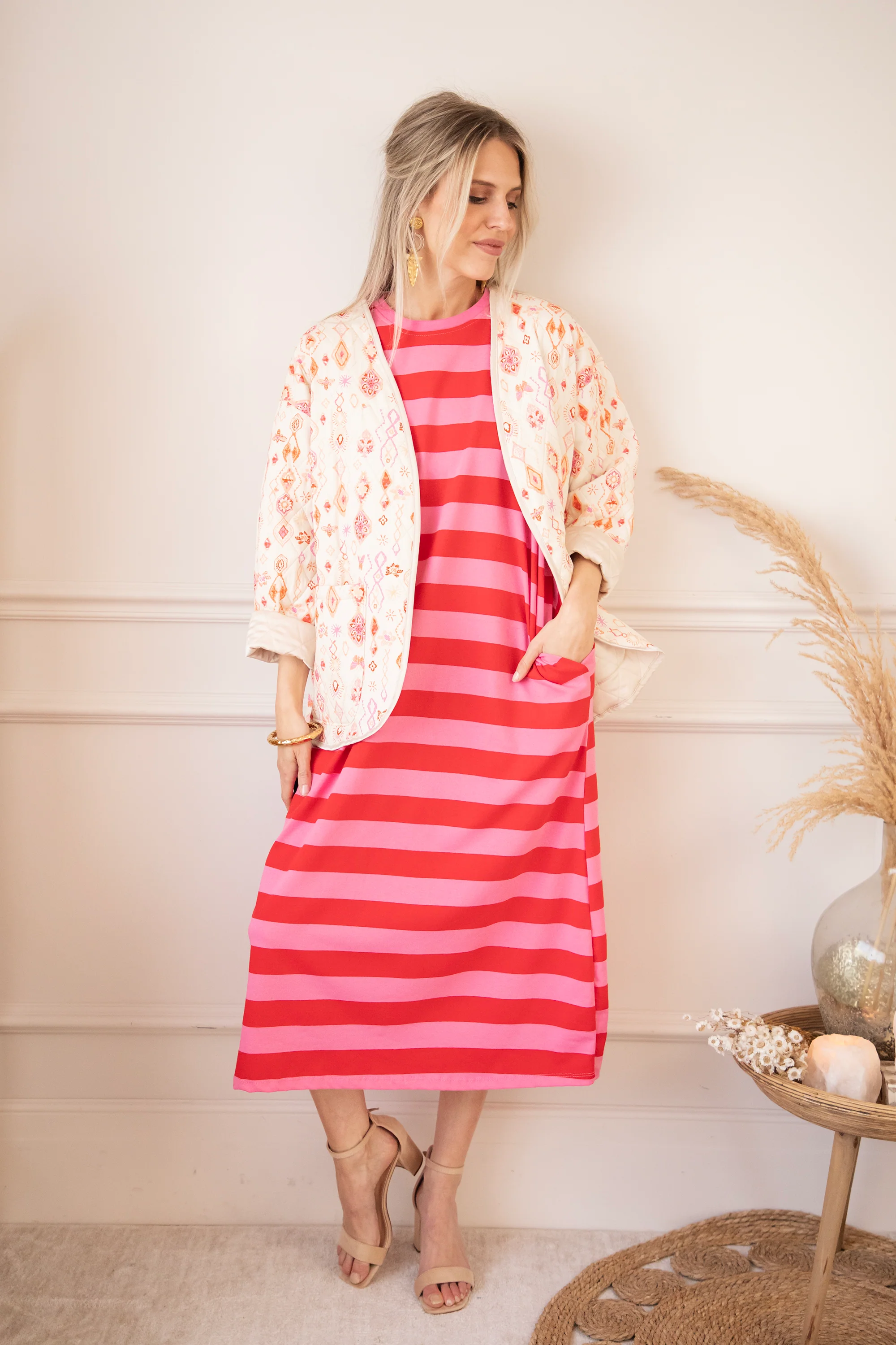 Stripe Me Happy Pink/Red - Maxi Jurk - Image 6