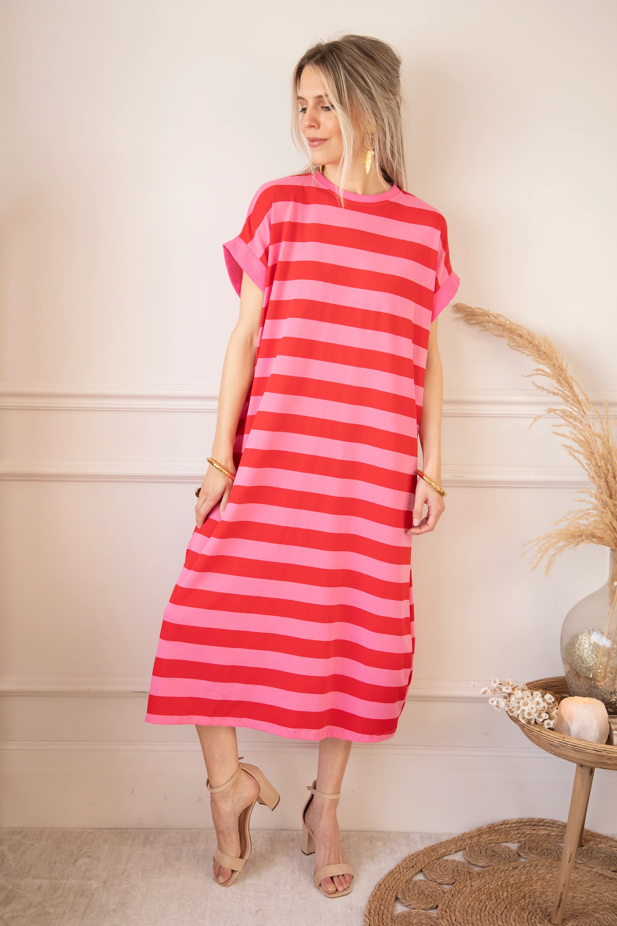 Stripe Me Happy Pink/Red - Maxi Jurk - Image 7