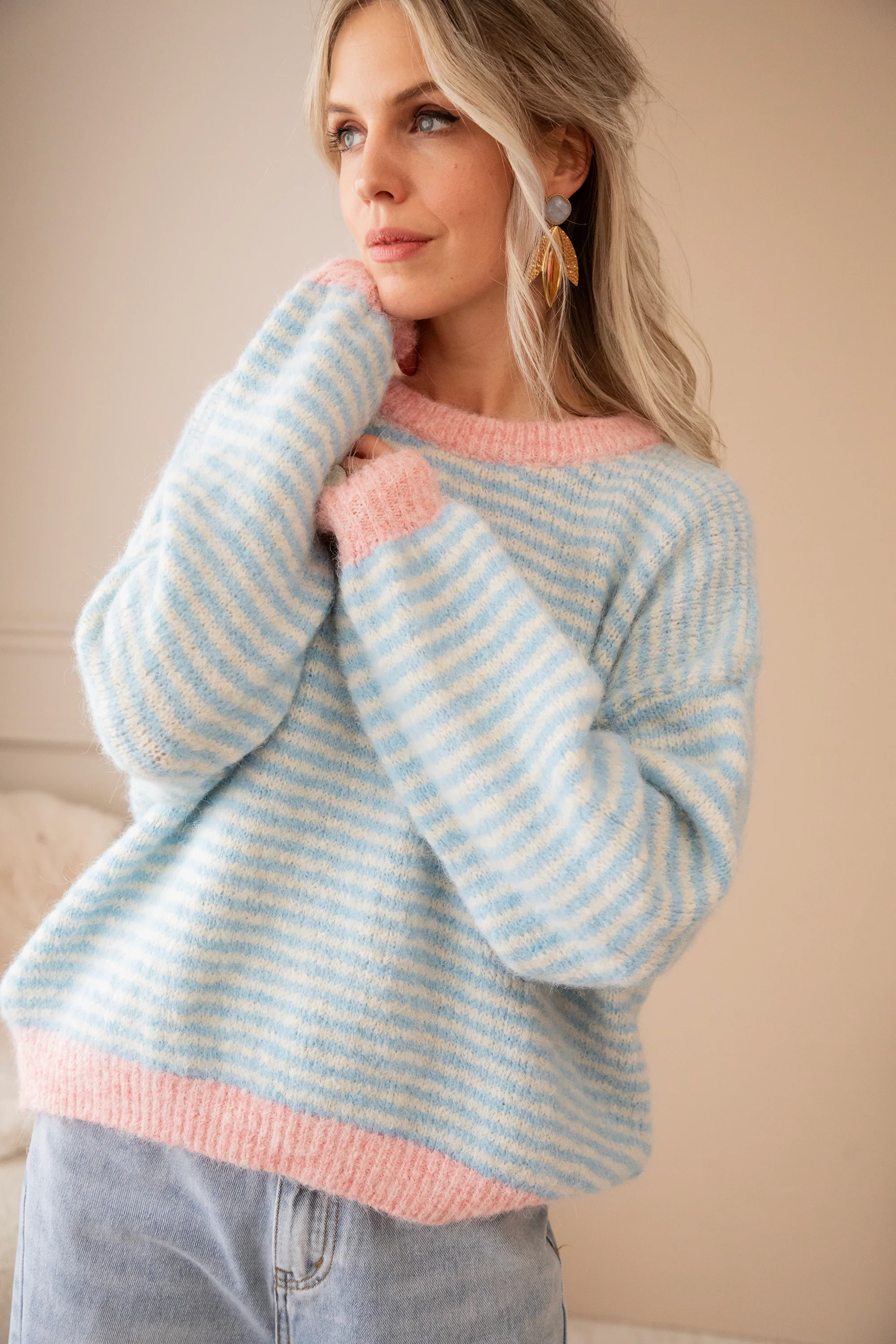 Stripes of Joy Baby Blue - Trui - Image 2
