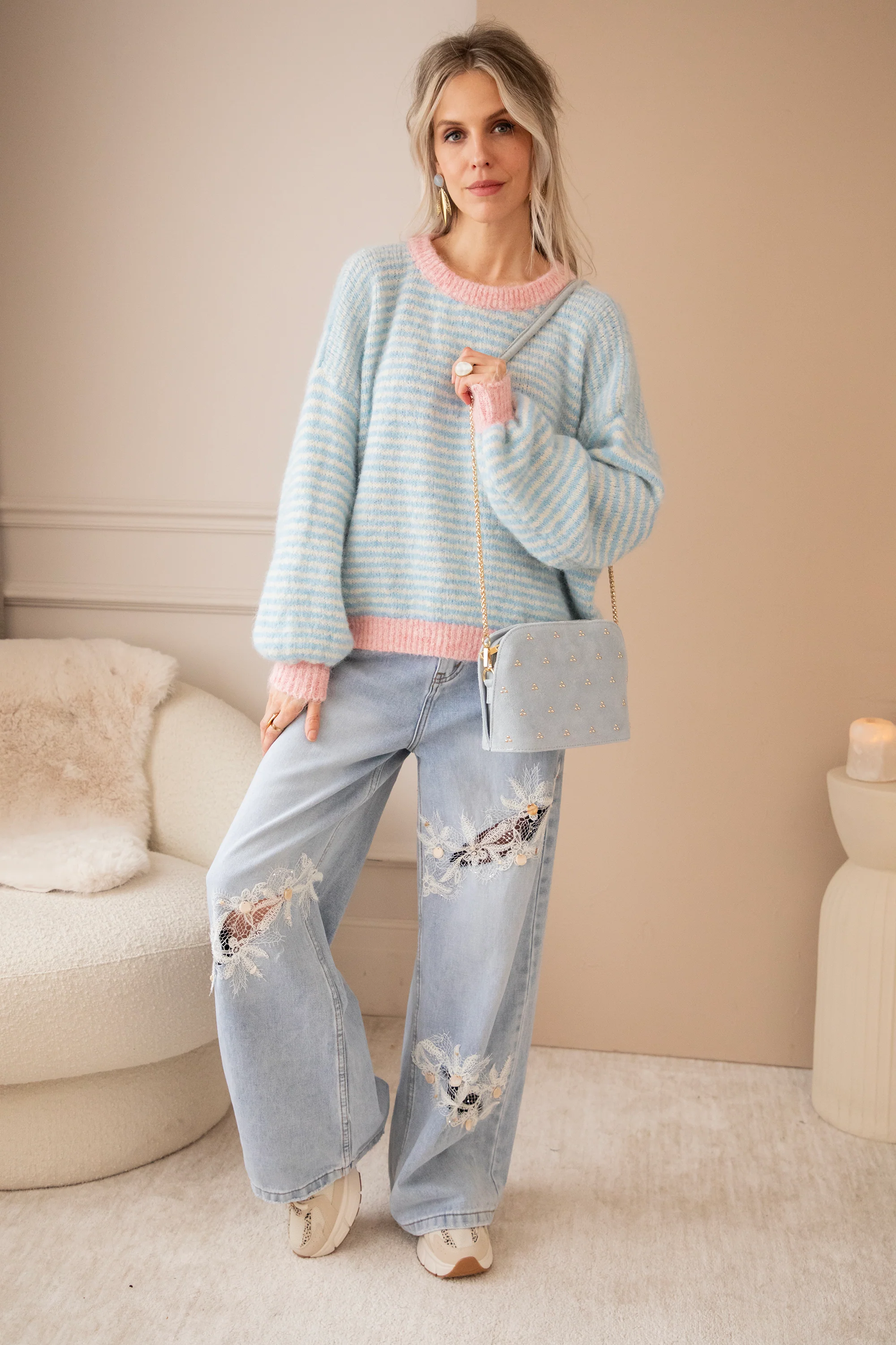 Stripes of Joy Baby Blue - Trui - Image 3