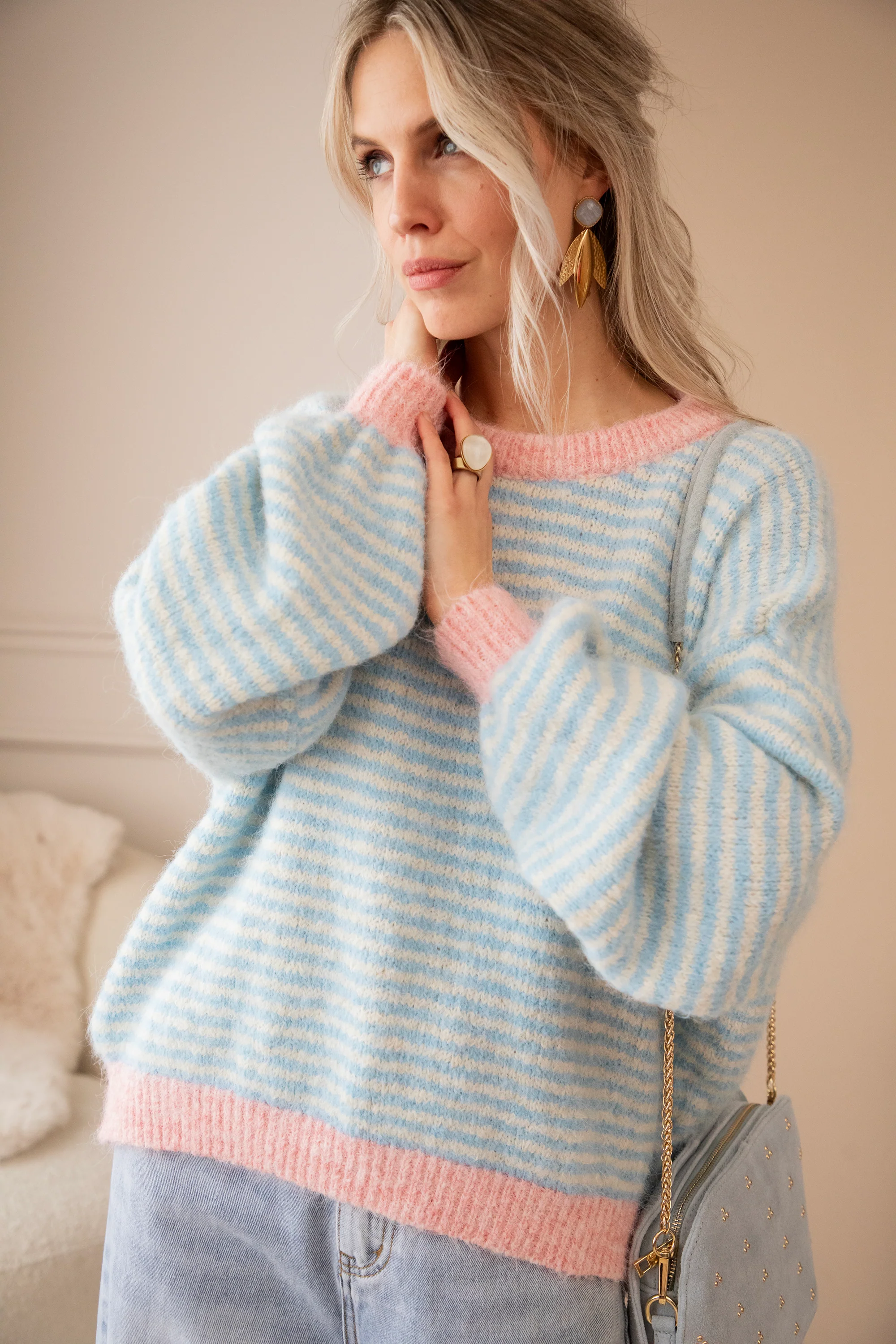 Stripes of Joy Baby Blue - Trui - Image 6