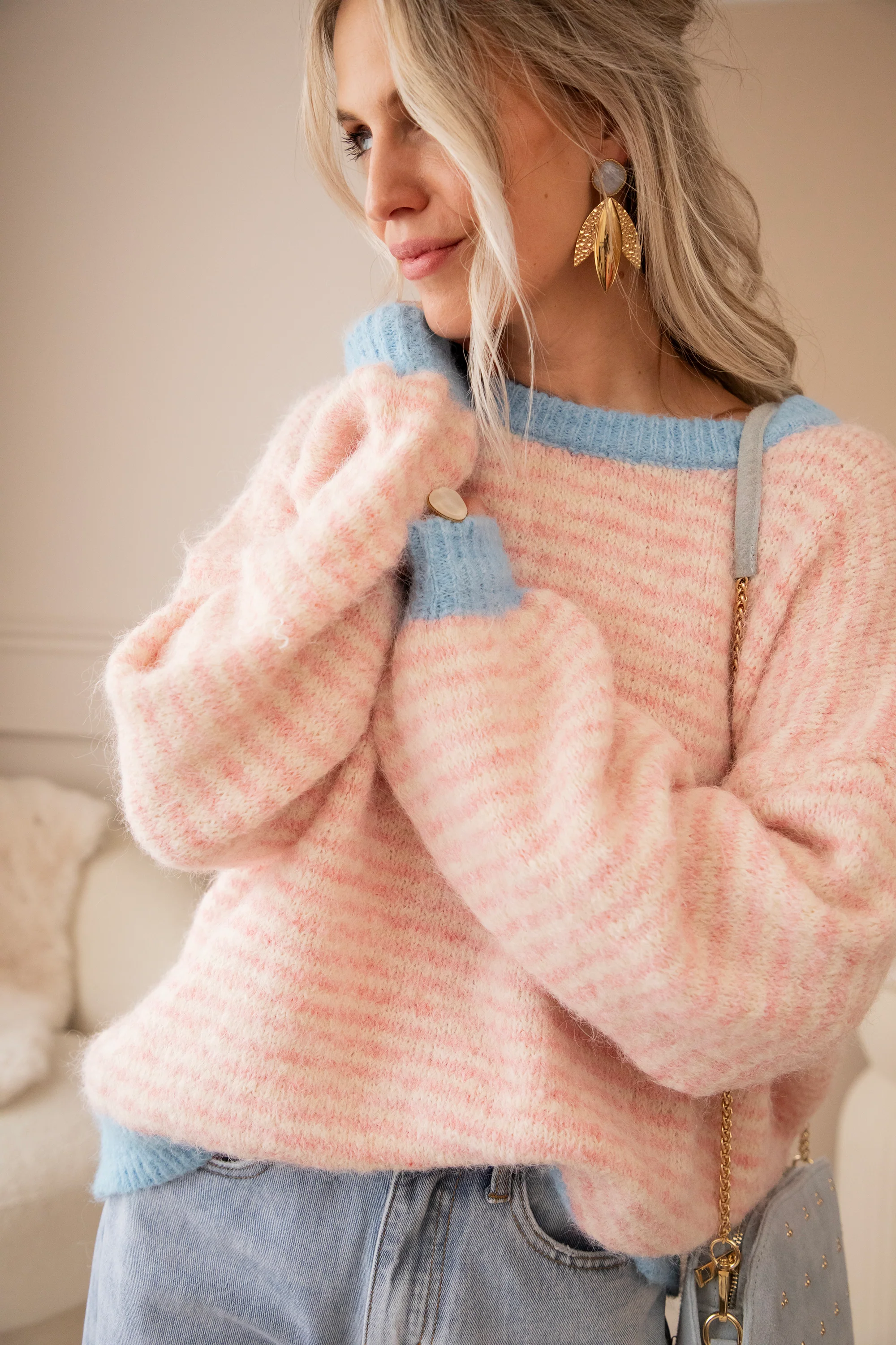Stripes of Joy Baby Pink - Trui - Image 6