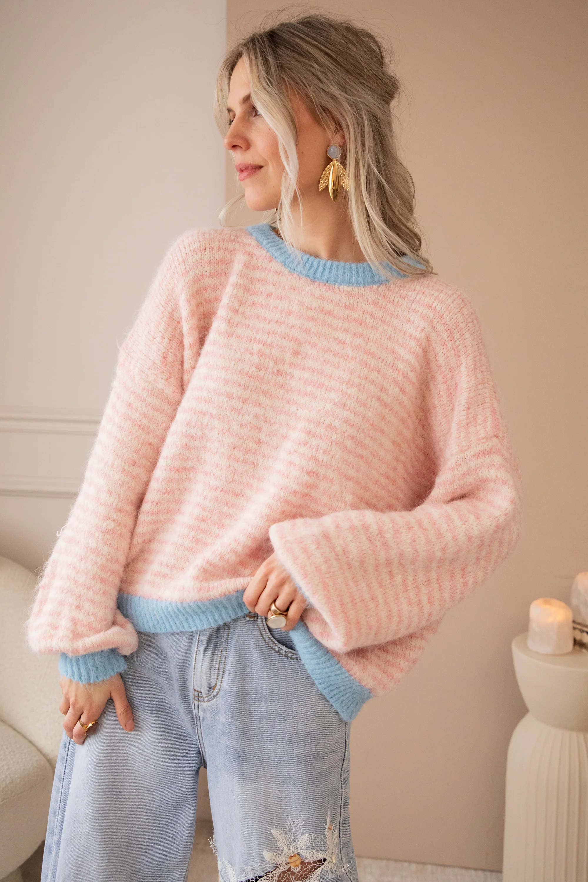 Stripes of Joy Baby Pink - Trui - Image 8