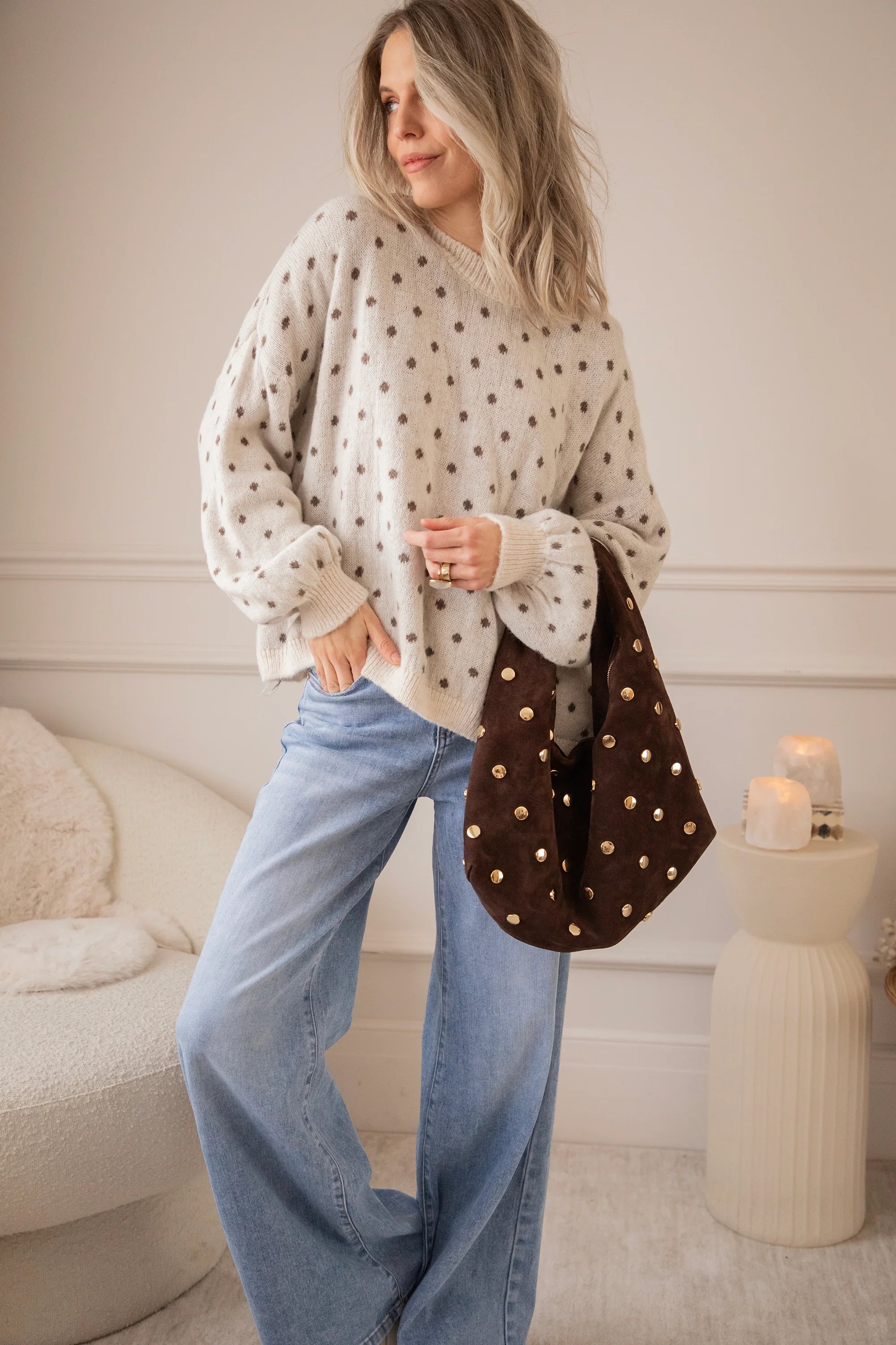 Surrounded By Dots Beige/Choco - Trui - Image 6