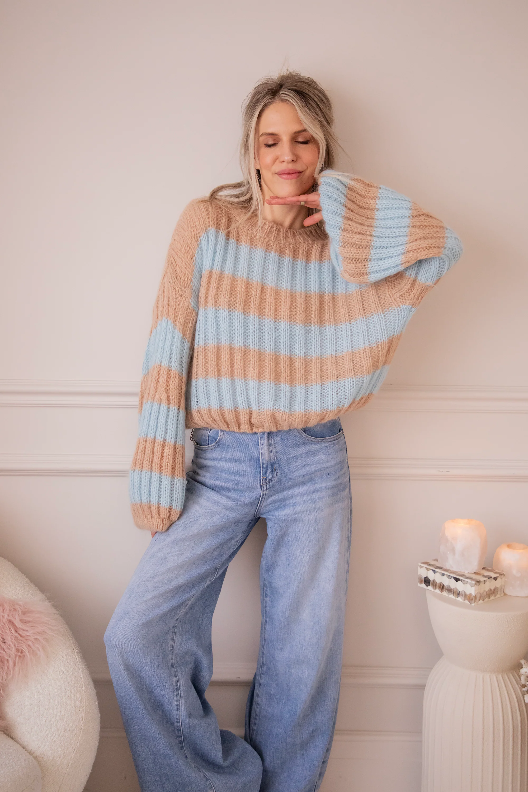 Sweet Softness Camel/Baby Blue - Trui - Image 15