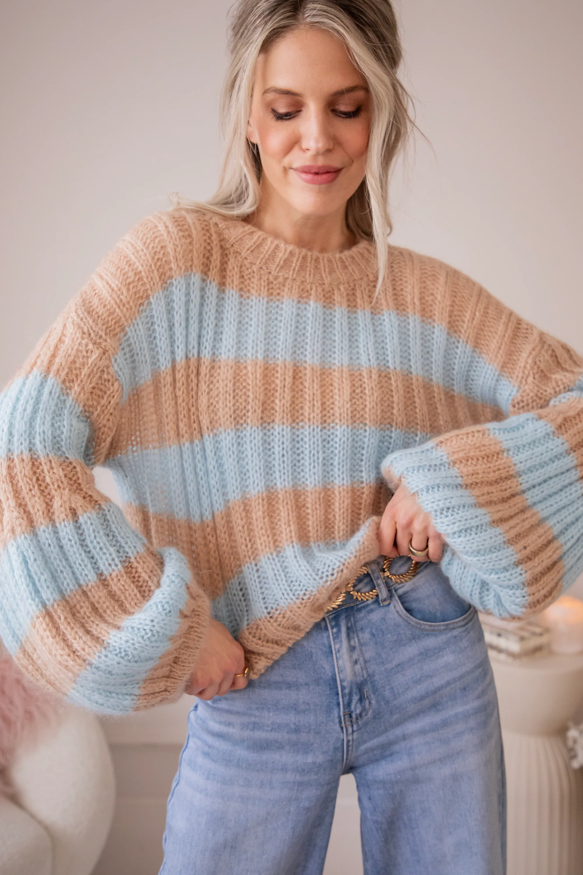 Sweet Softness Camel/Baby Blue - Trui - Image 2
