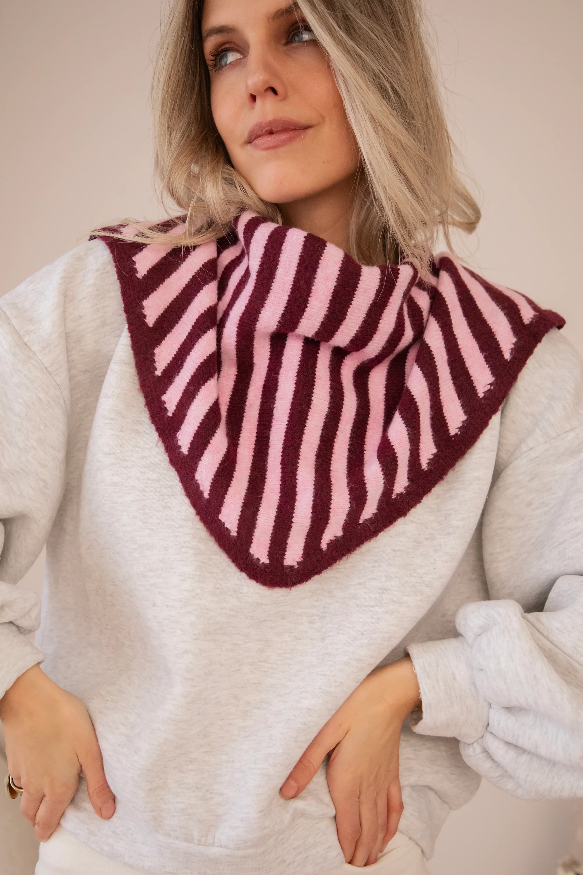 A Stripe Story Burgundy/Baby Pink - Sjaal - Image 6