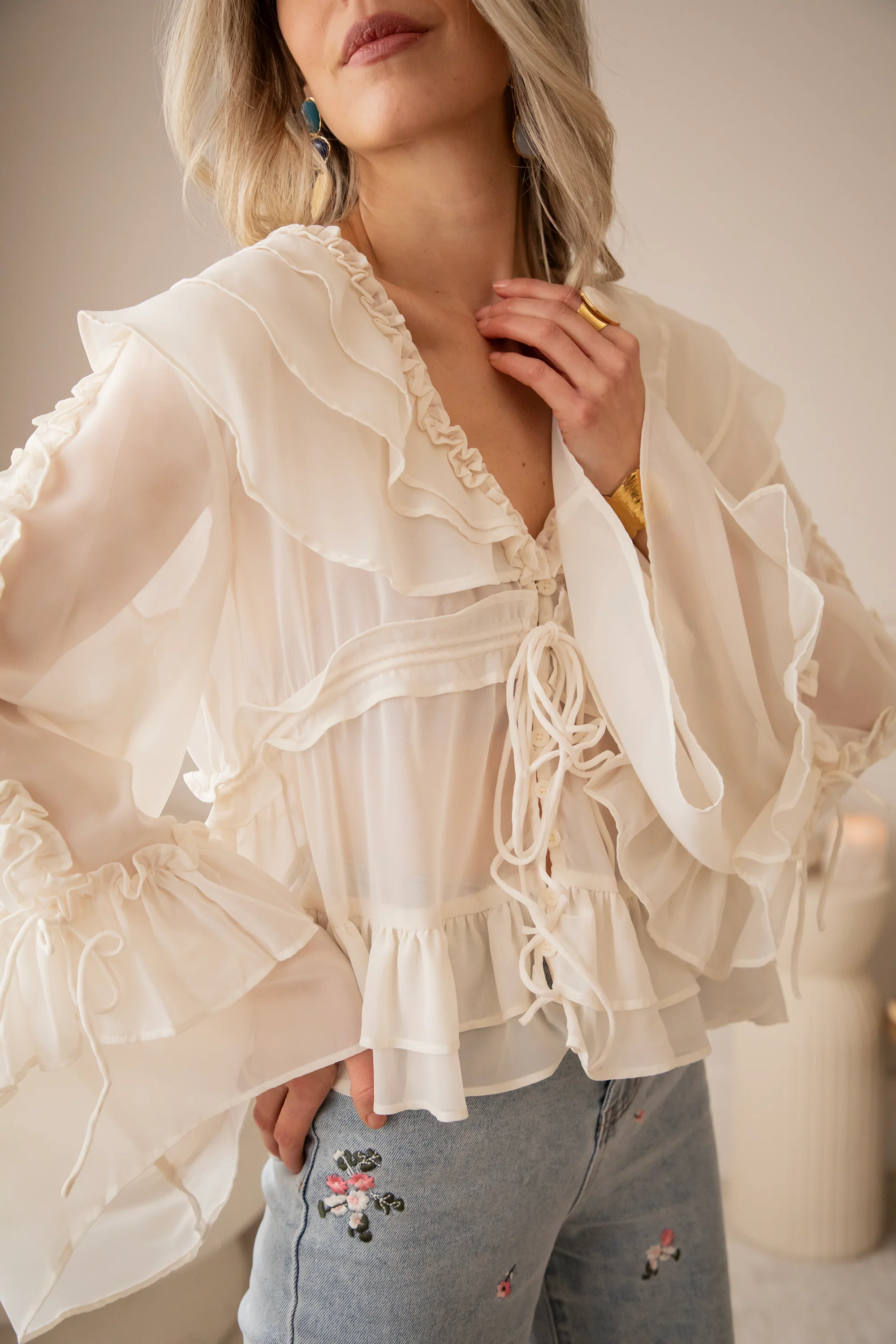 Volantina Beige - Blouse - Image 6