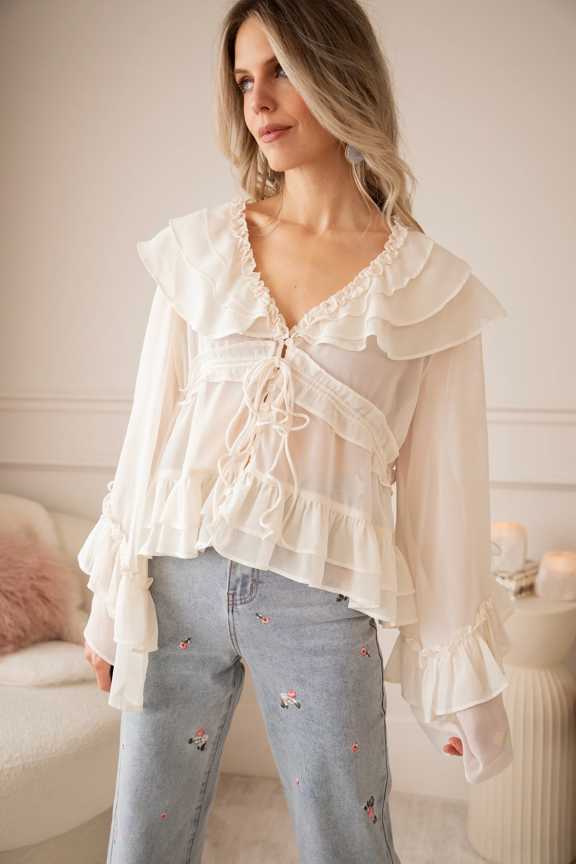 Volantina Beige - Blouse - Image 8