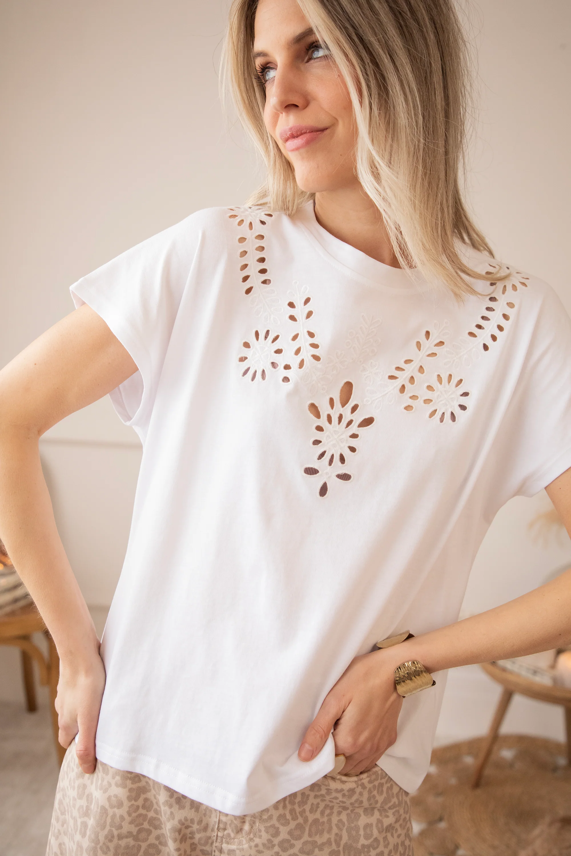 Whisper Of Embroidery Anglaise White - T-Shirt - Image 5