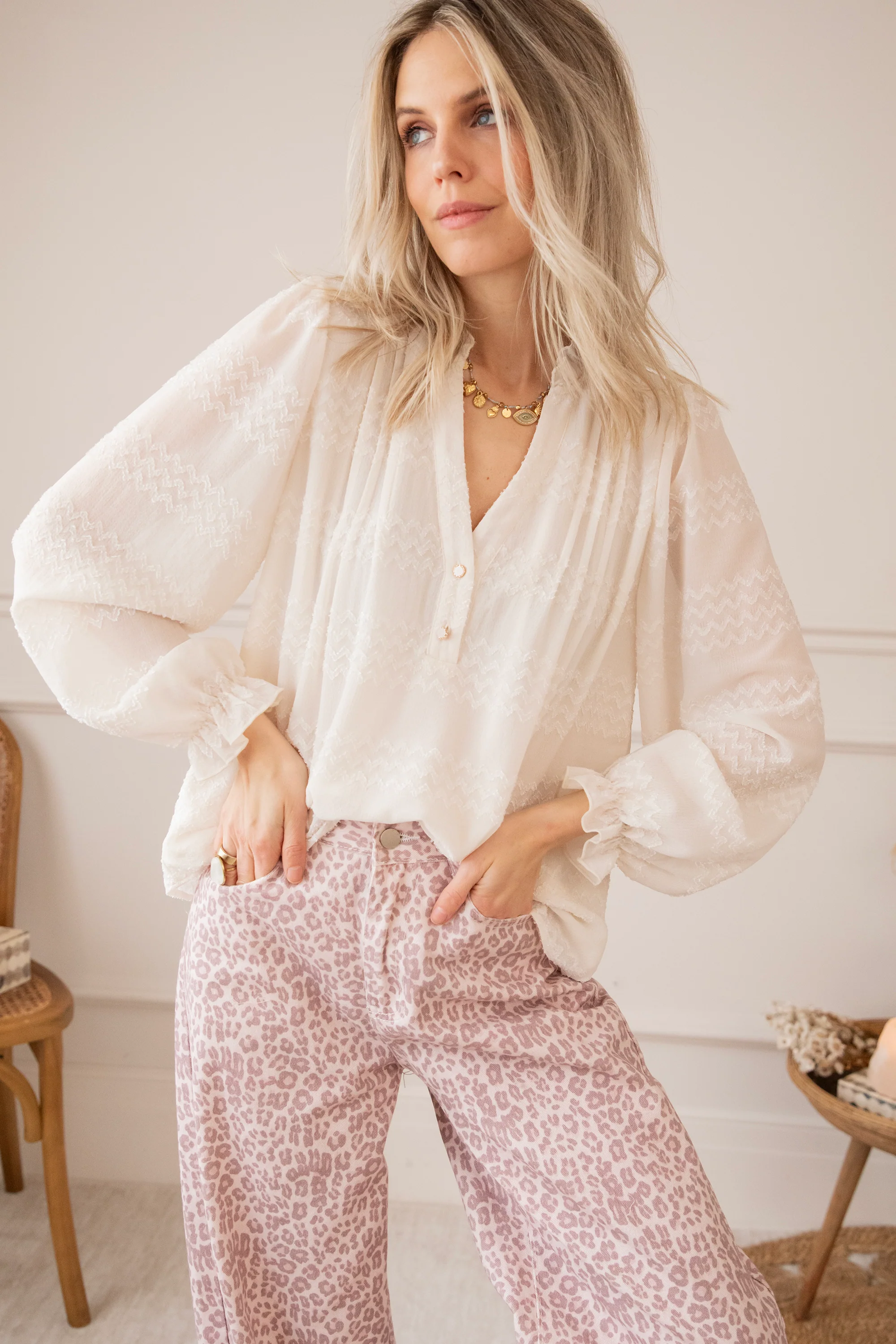 Whisper Waves Beige - Blouse - Image 10
