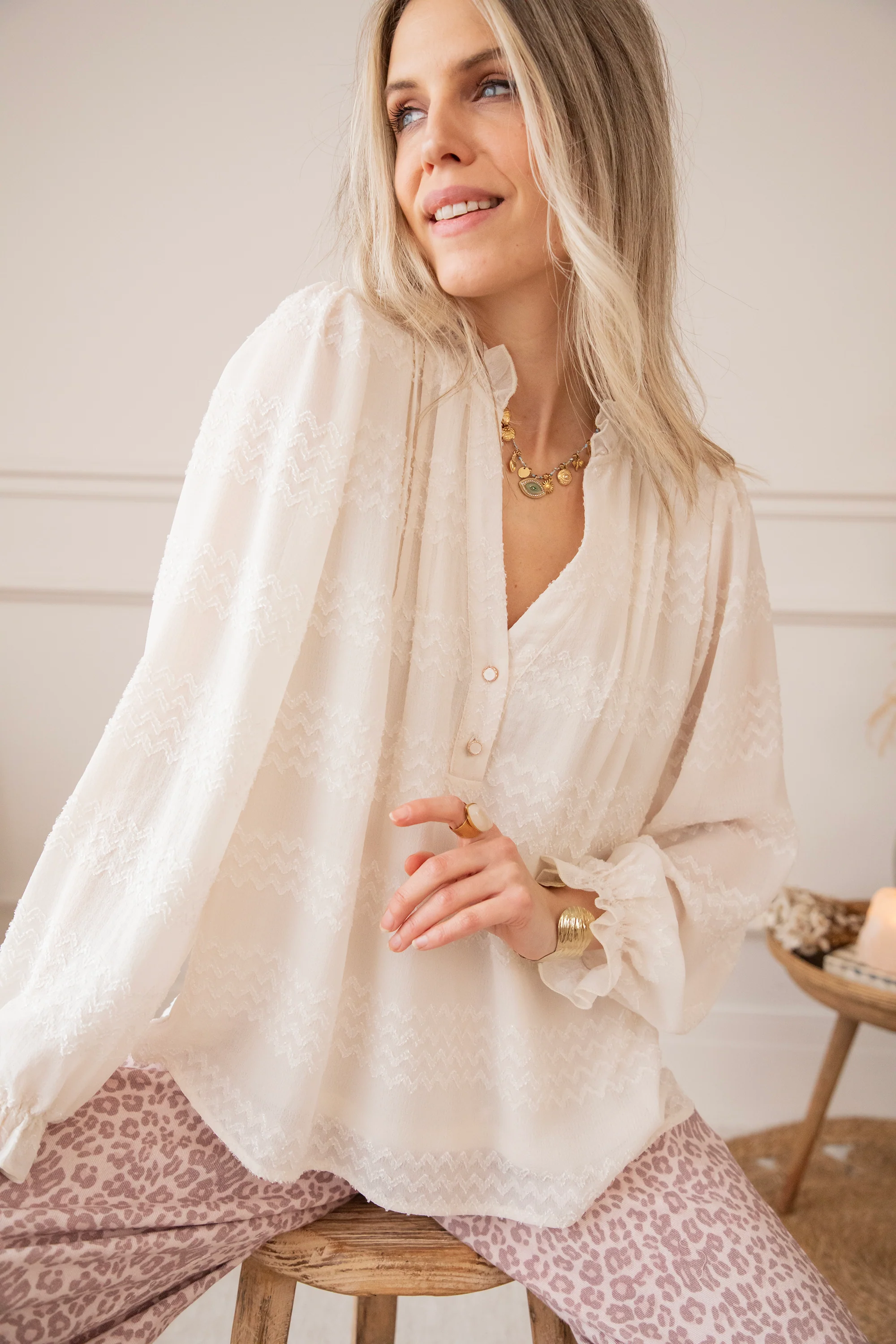 Whisper Waves Beige - Blouse - Image 2