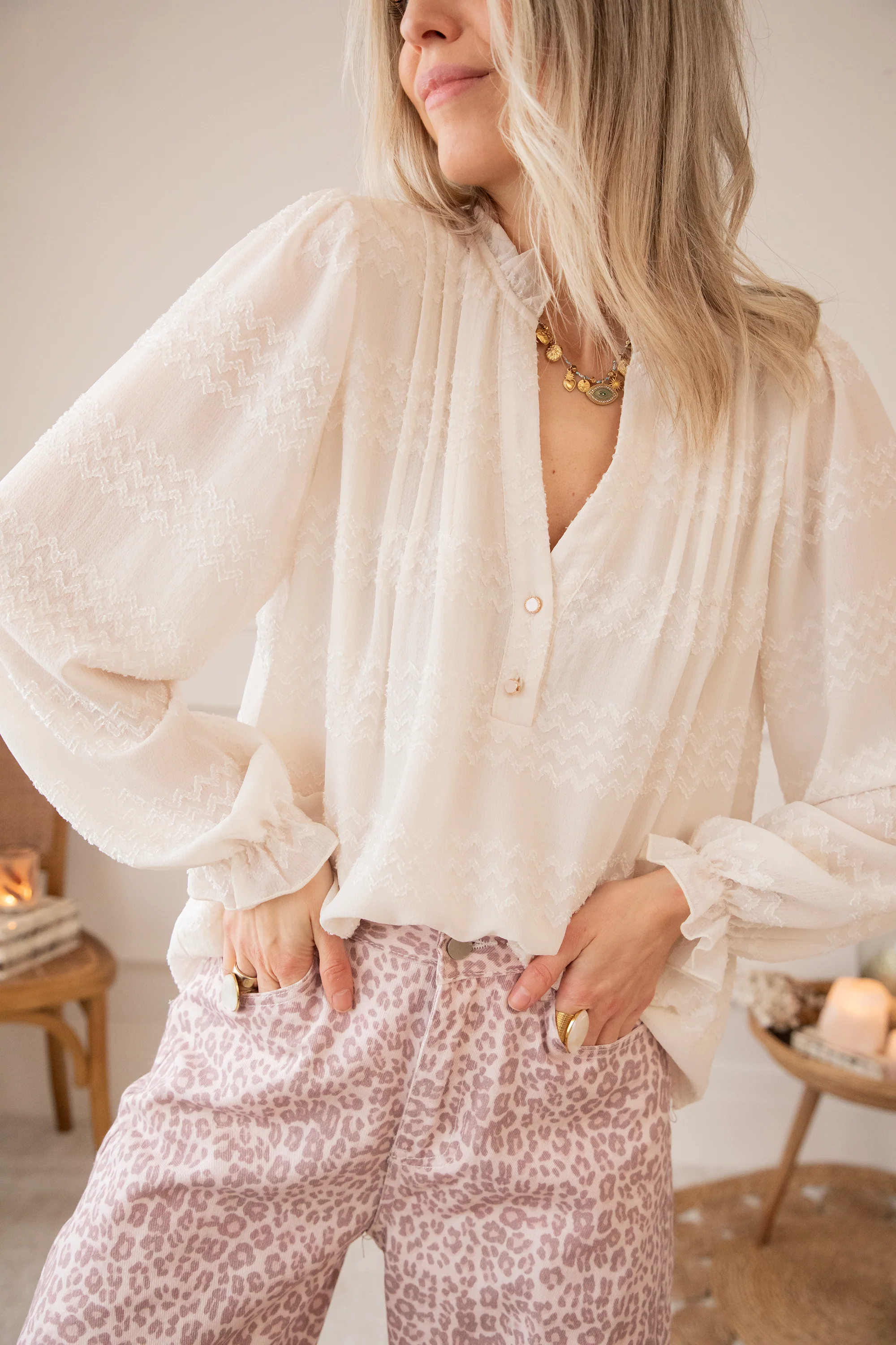 Whisper Waves Beige - Blouse - Image 5