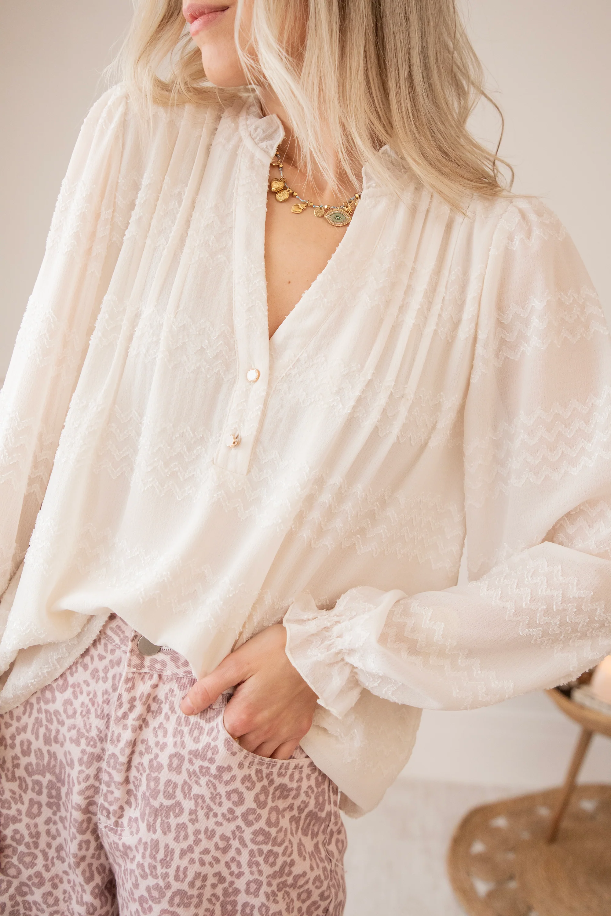 Whisper Waves Beige - Blouse - Image 6
