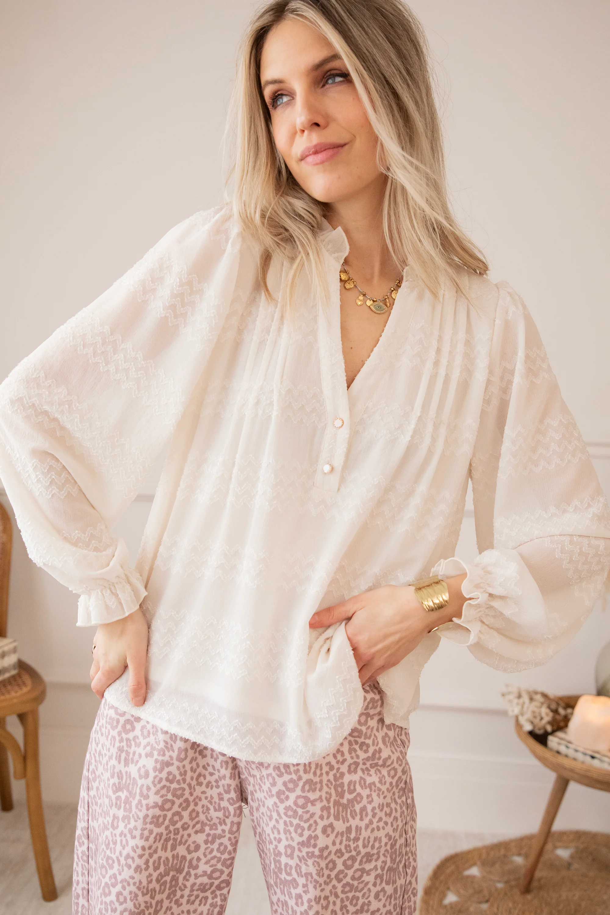 Whisper Waves Beige - Blouse - Image 7