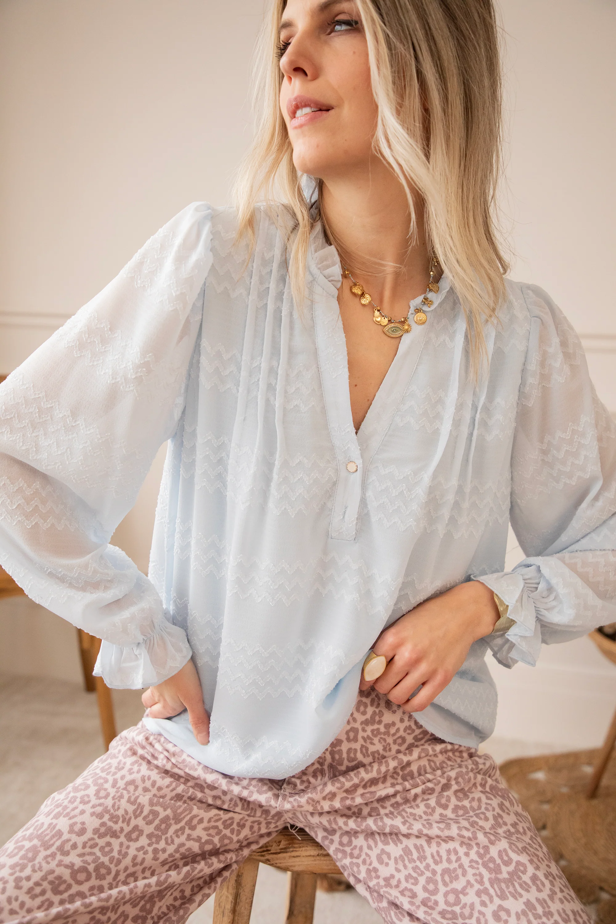 Whisper Waves Soft Blue - Blouse - Image 6