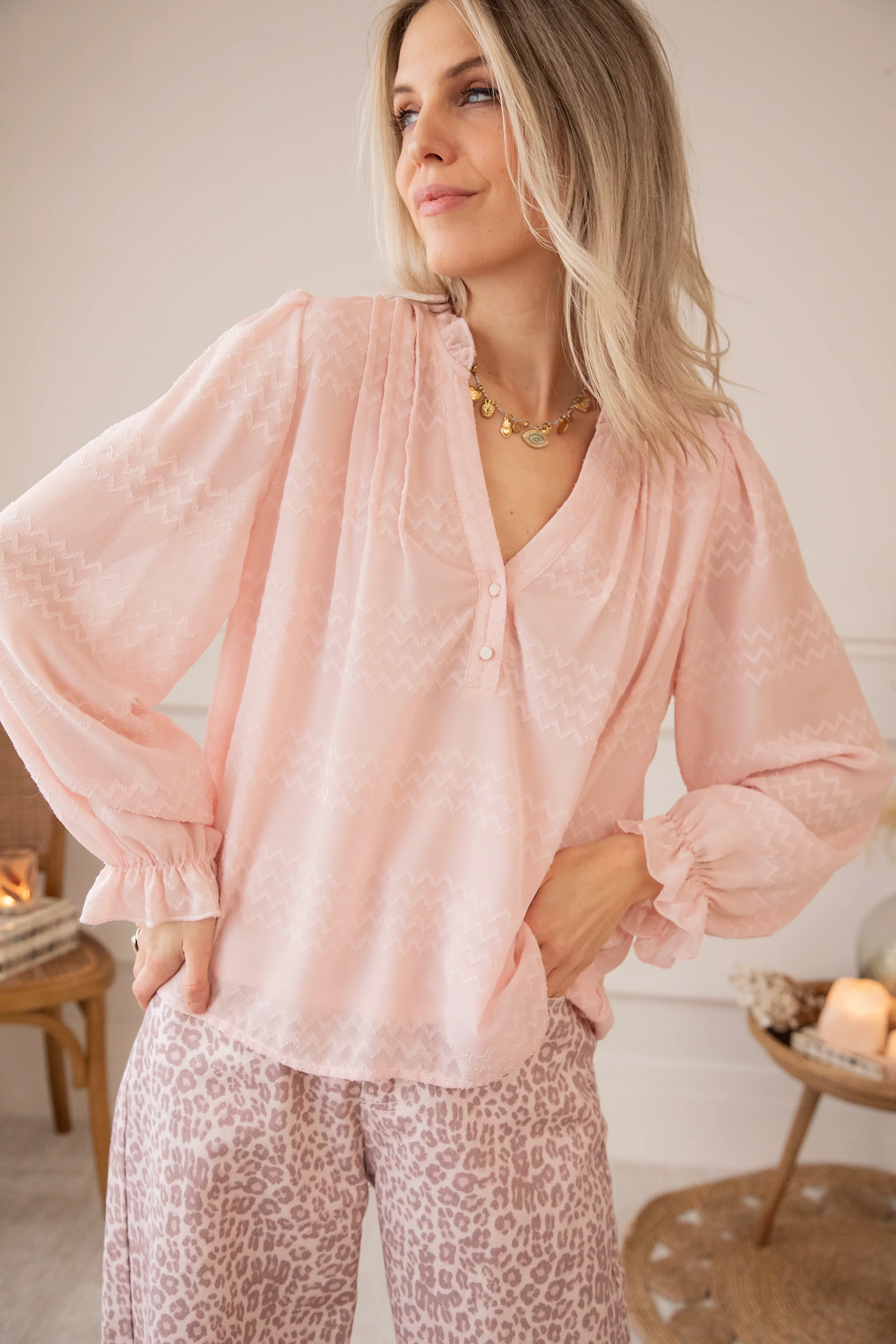 Whisper Waves Soft Pink - Blouse - Image 3