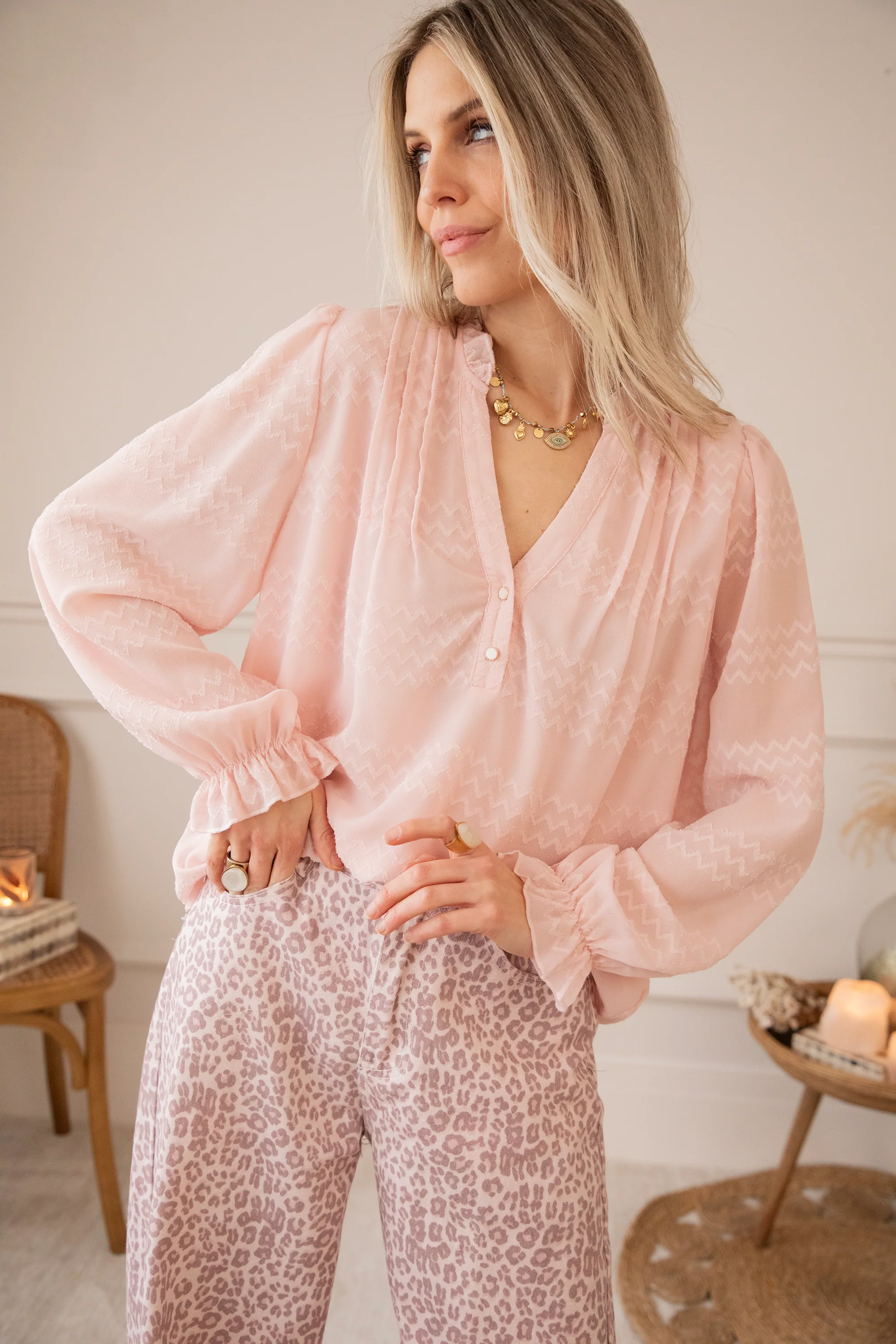 Whisper Waves Soft Pink - Blouse - Image 4