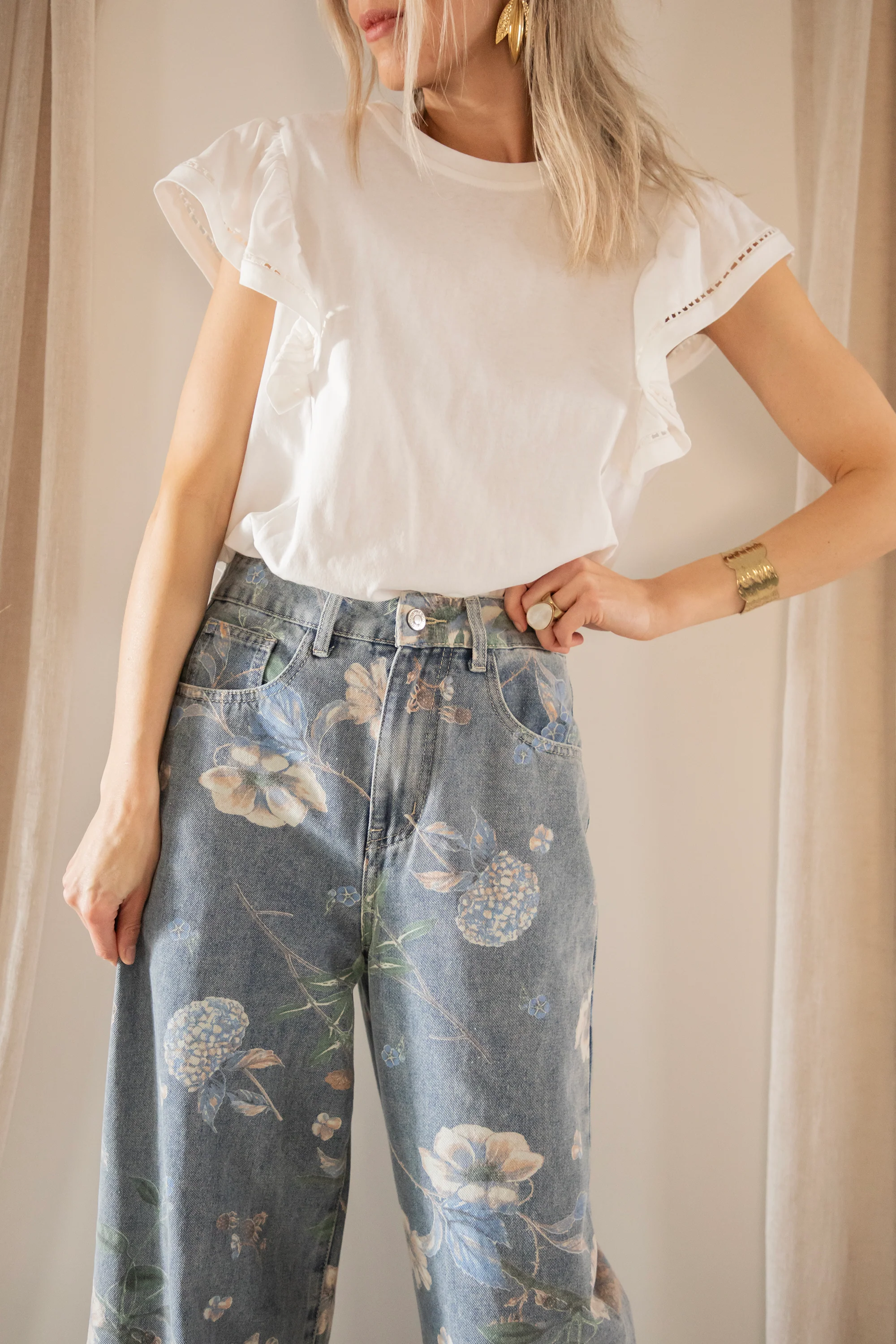 Wide Flower Blue - Jeans - Image 6